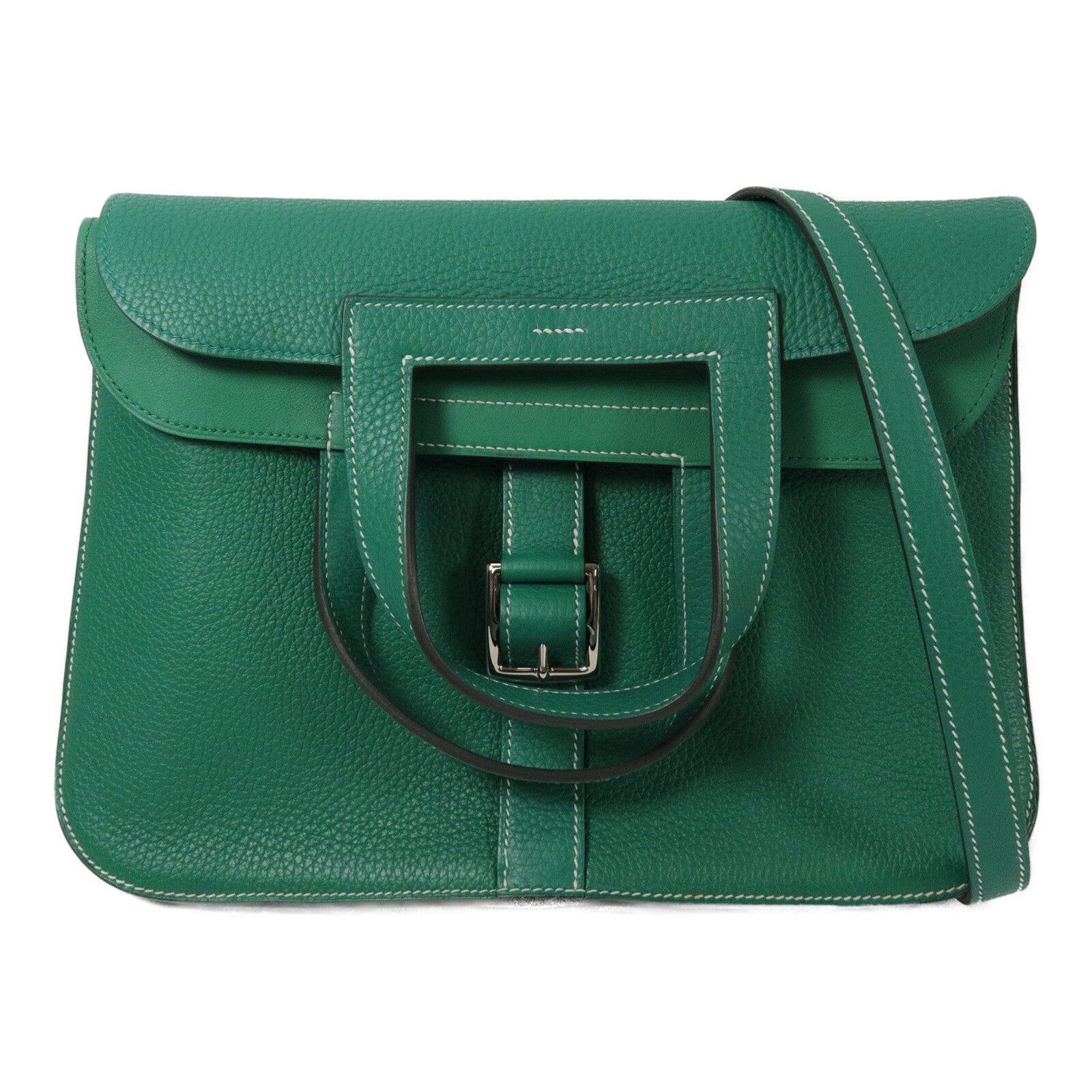 HERMES Clemence皮革Halzan 31手挽肩背兩用袋Menthe