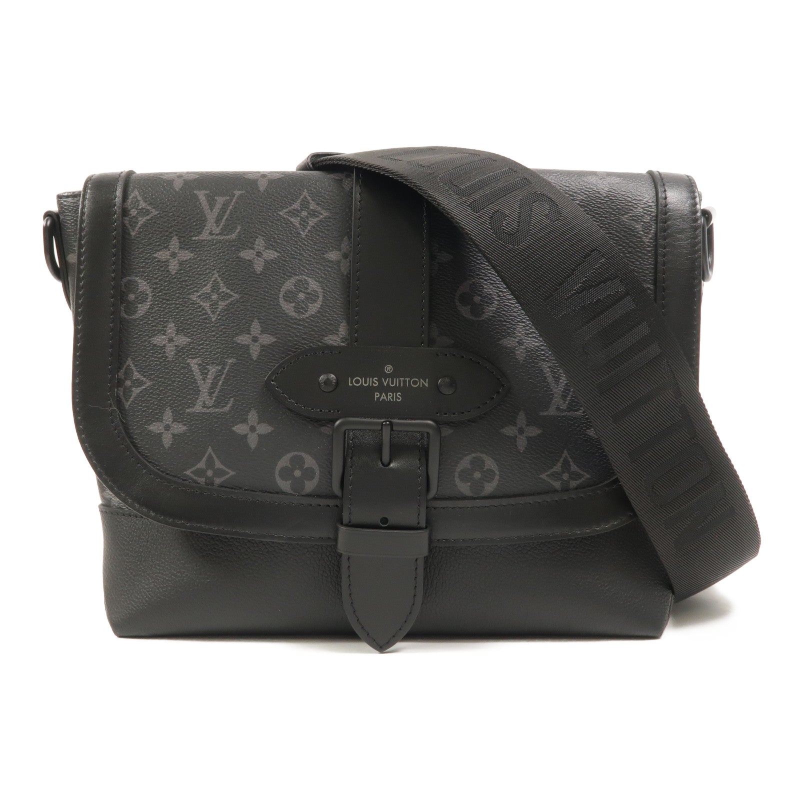 LOUIS VUITTON Monogram Eclipse Saumur Messenger肩背袋