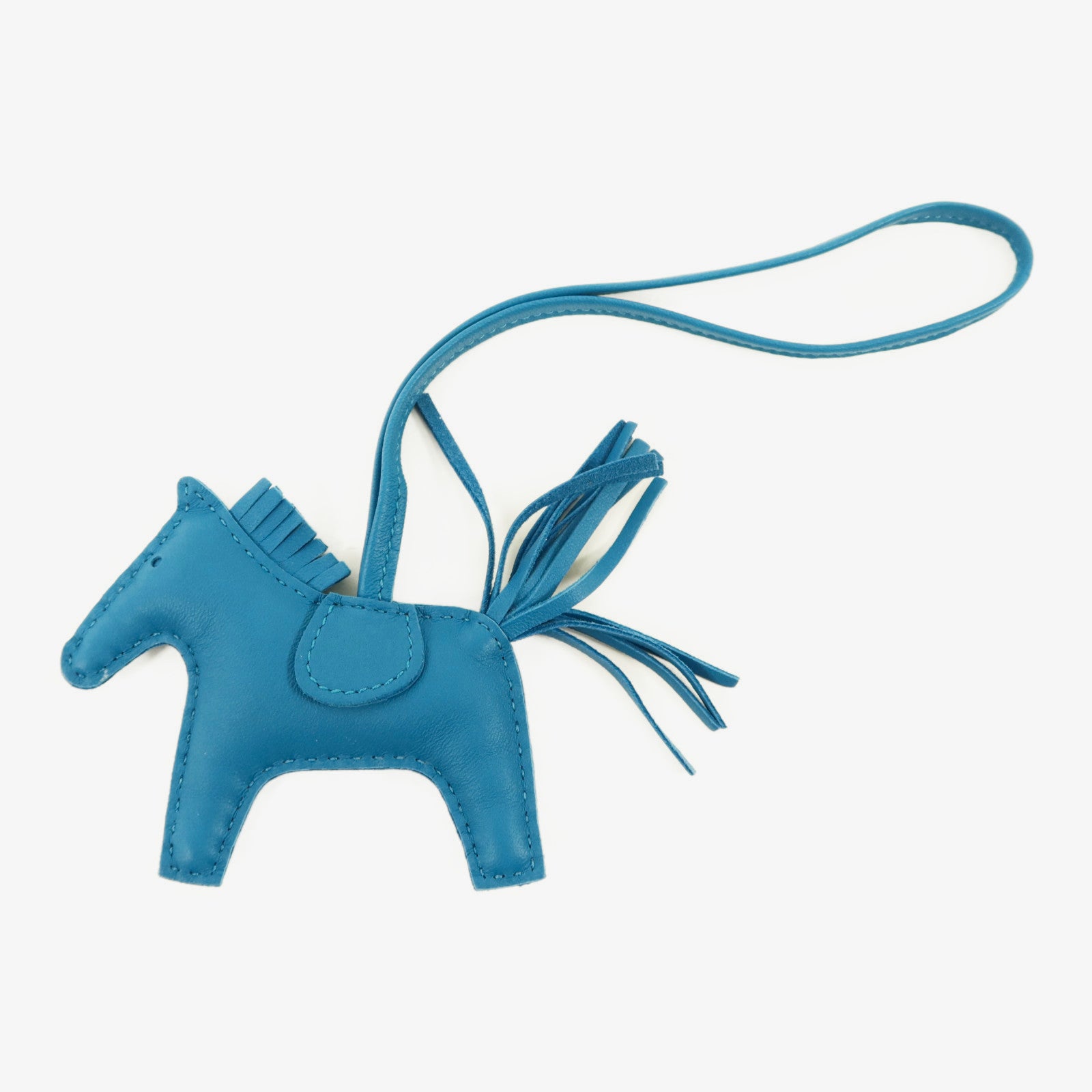HERMES Milo皮革Rodeo PM掛飾Bleu France