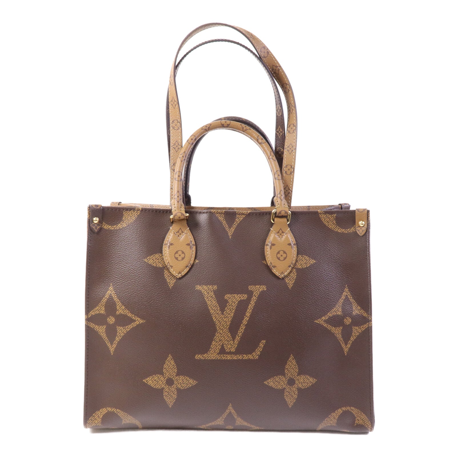 LOUIS VUITTON Monogram Giant On The Go MM金扣手挽肩背兩用袋