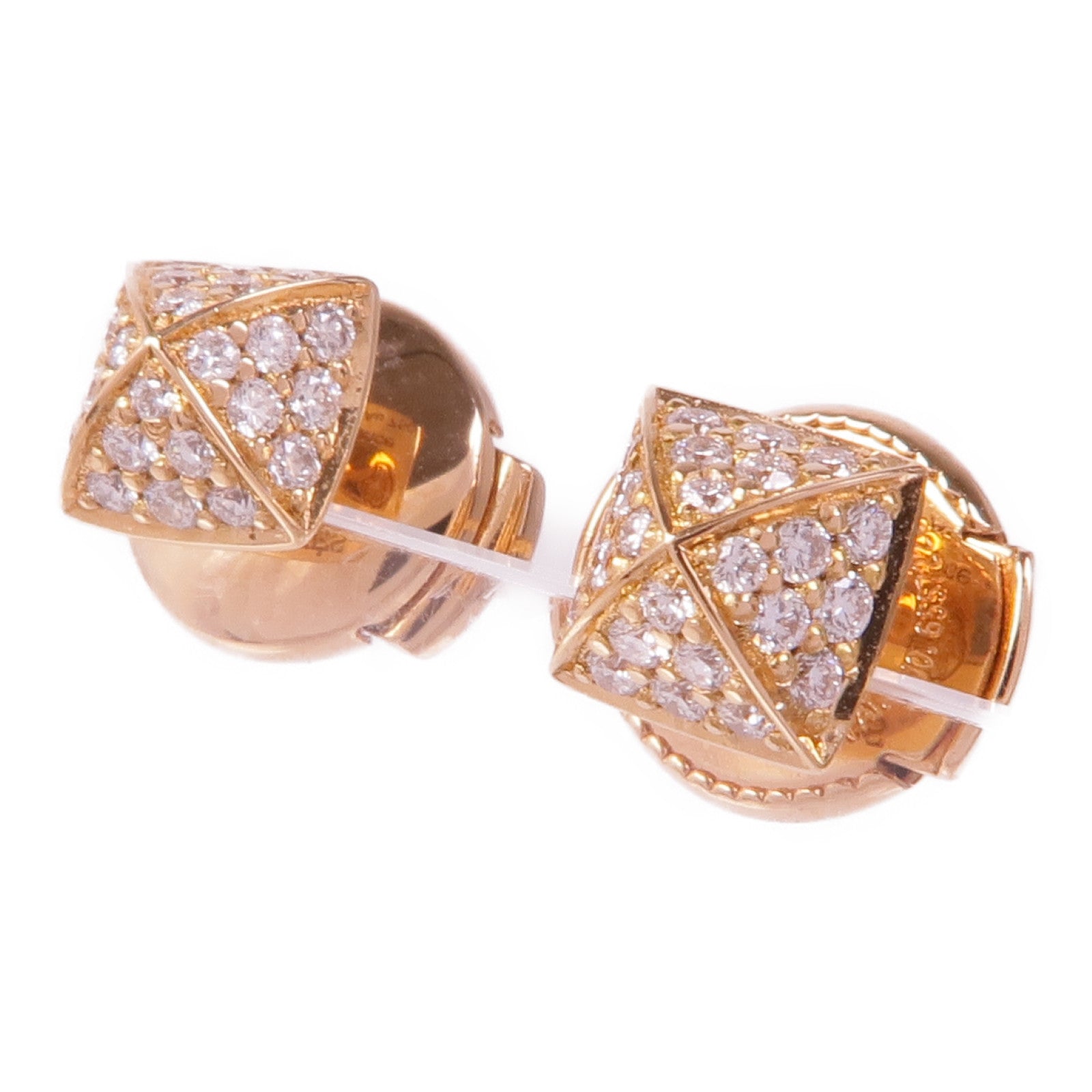 HERMES 18K玫瑰金Clou d'H Earrings鑽石耳環