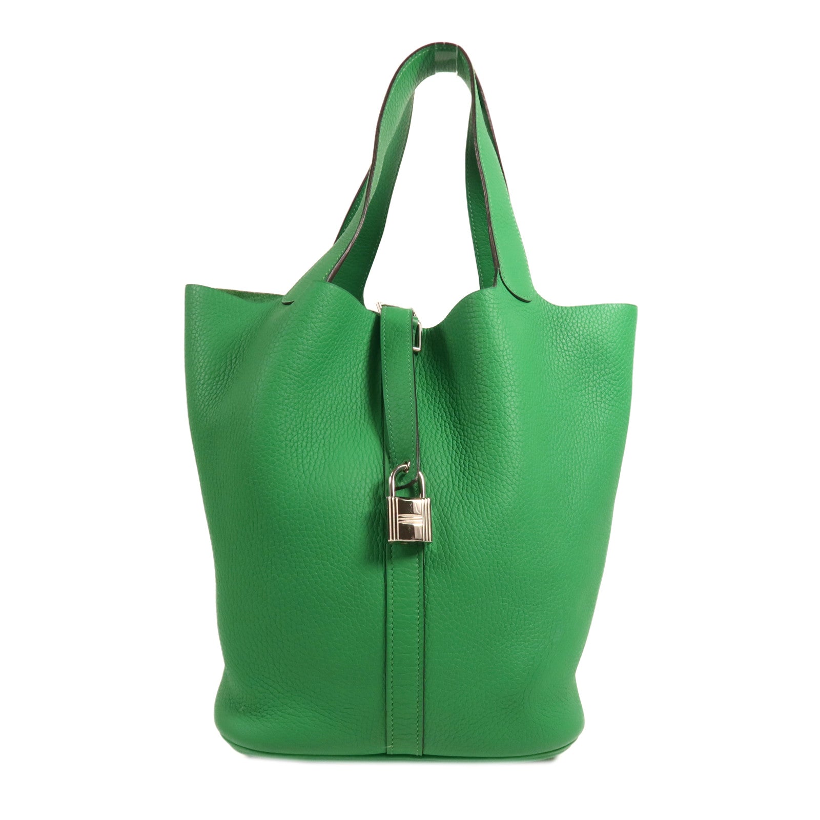 HERMES Clemence皮革Picotin GM銀扣手挽袋