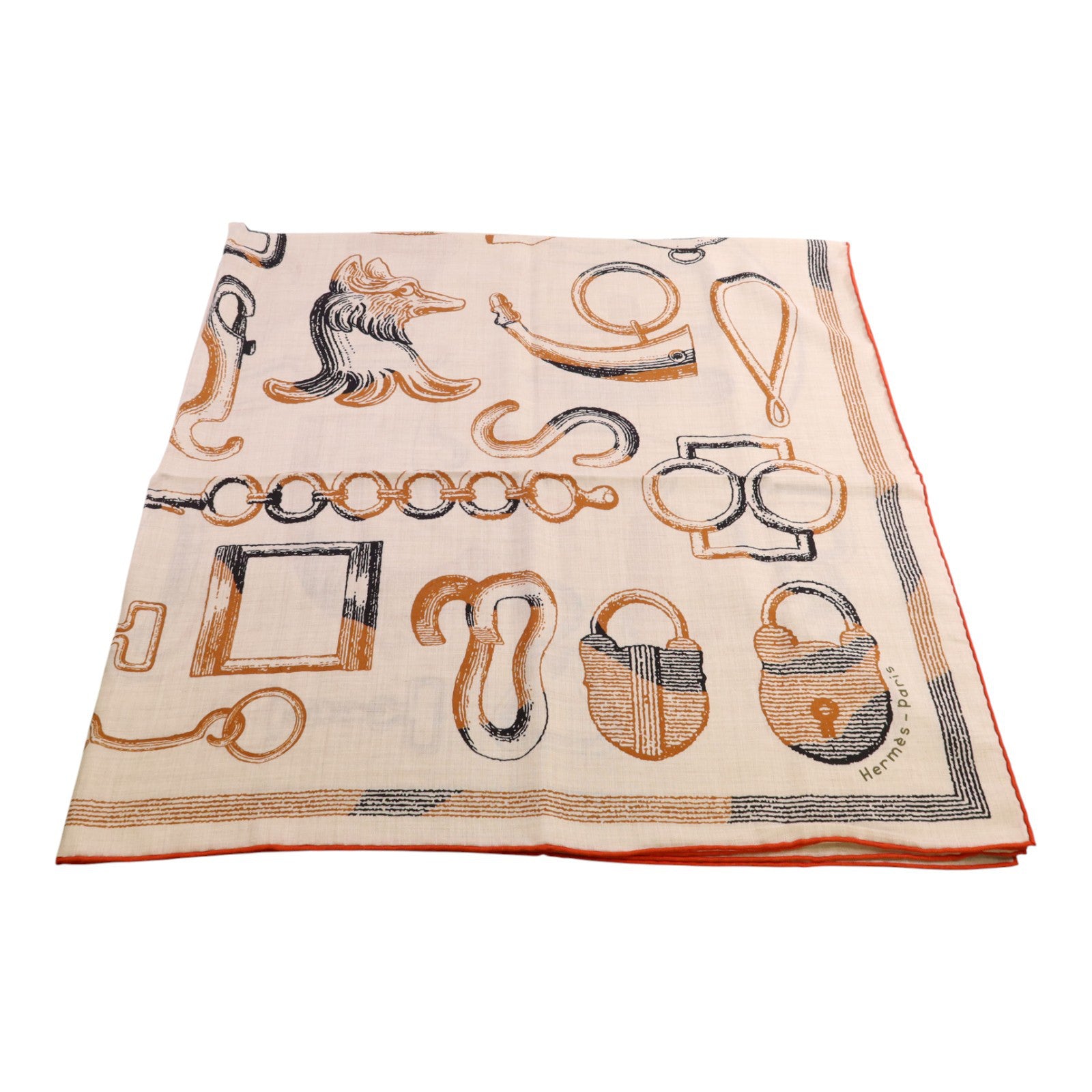 HERMES 羊絨/絲質Mors A Jouets Bandana Shawl 140x140絲巾