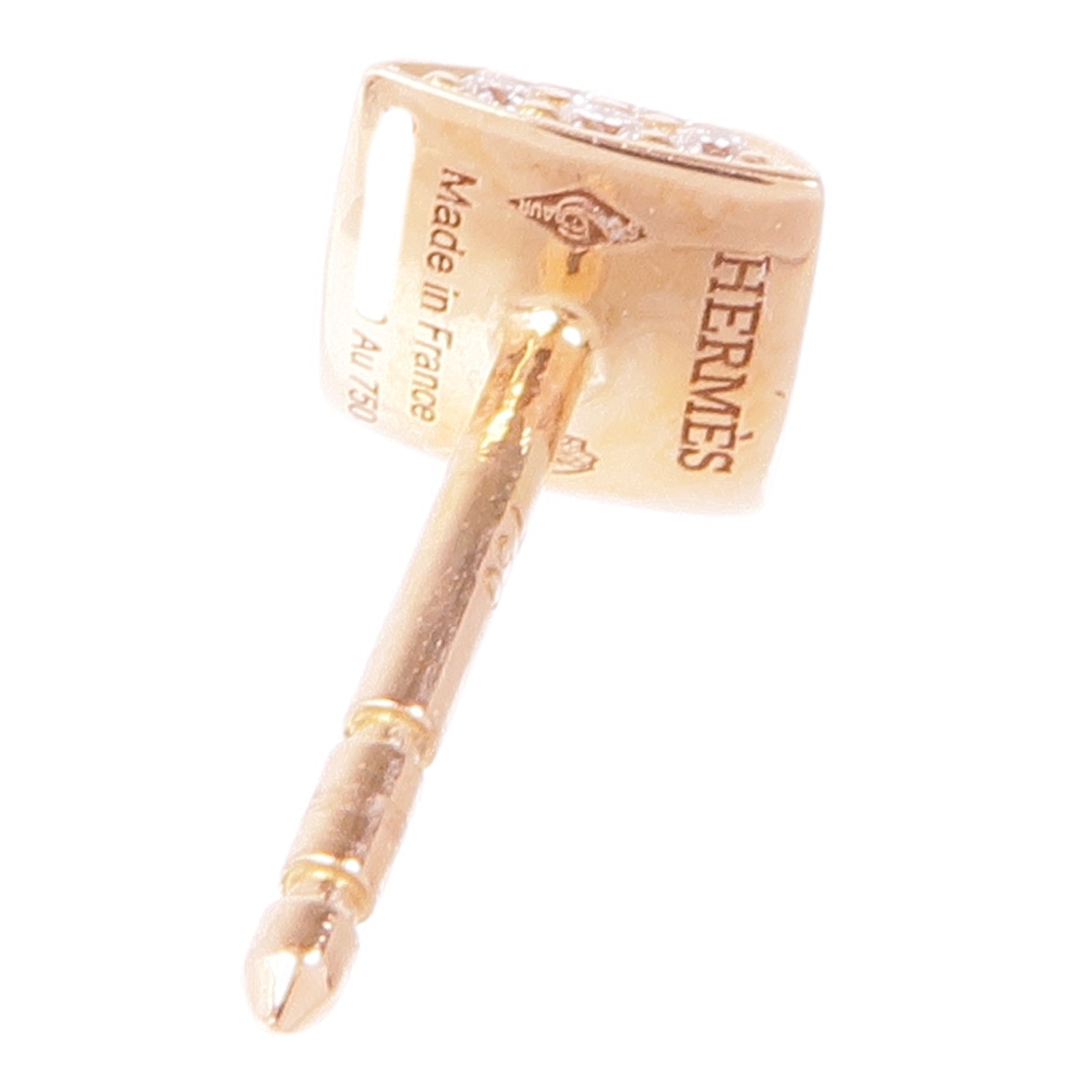 HERMES 18K玫瑰金Clou d'H Earrings鑽石耳環