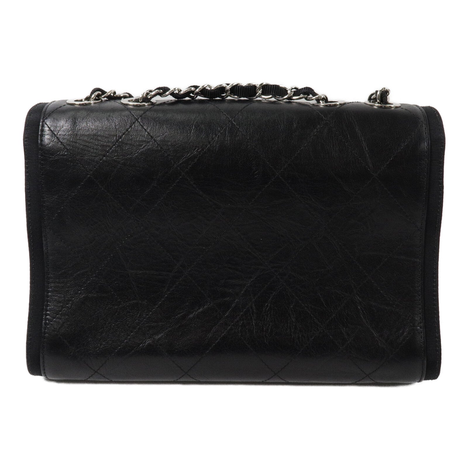 CHANEL 牛皮皮革Crumpled Flap Bag鏈帶肩背袋