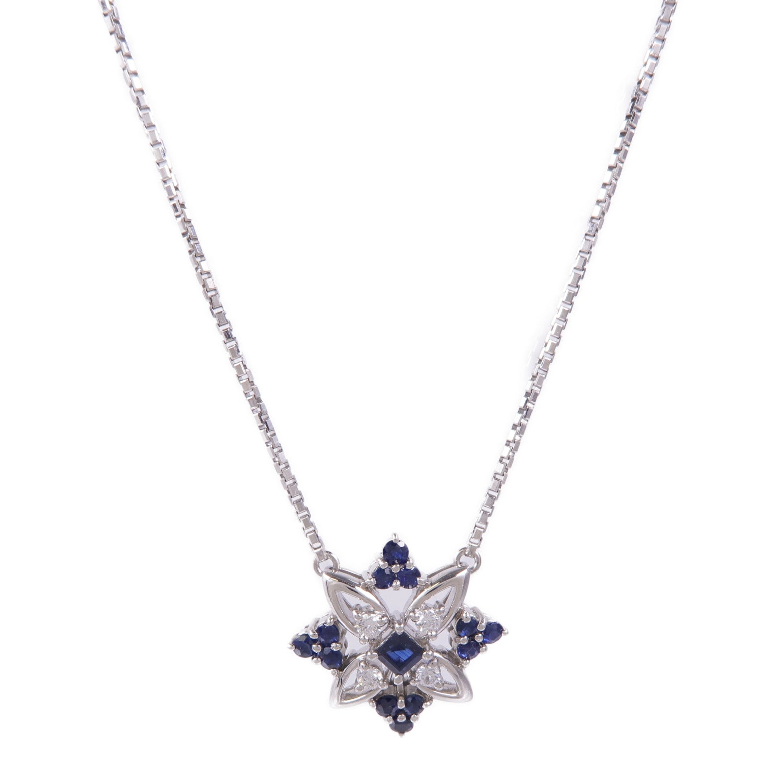 JEWELRY 【激減優惠】PT900鉑金Diamond Sapphire Necklace藍寶石/鑽石項鍊