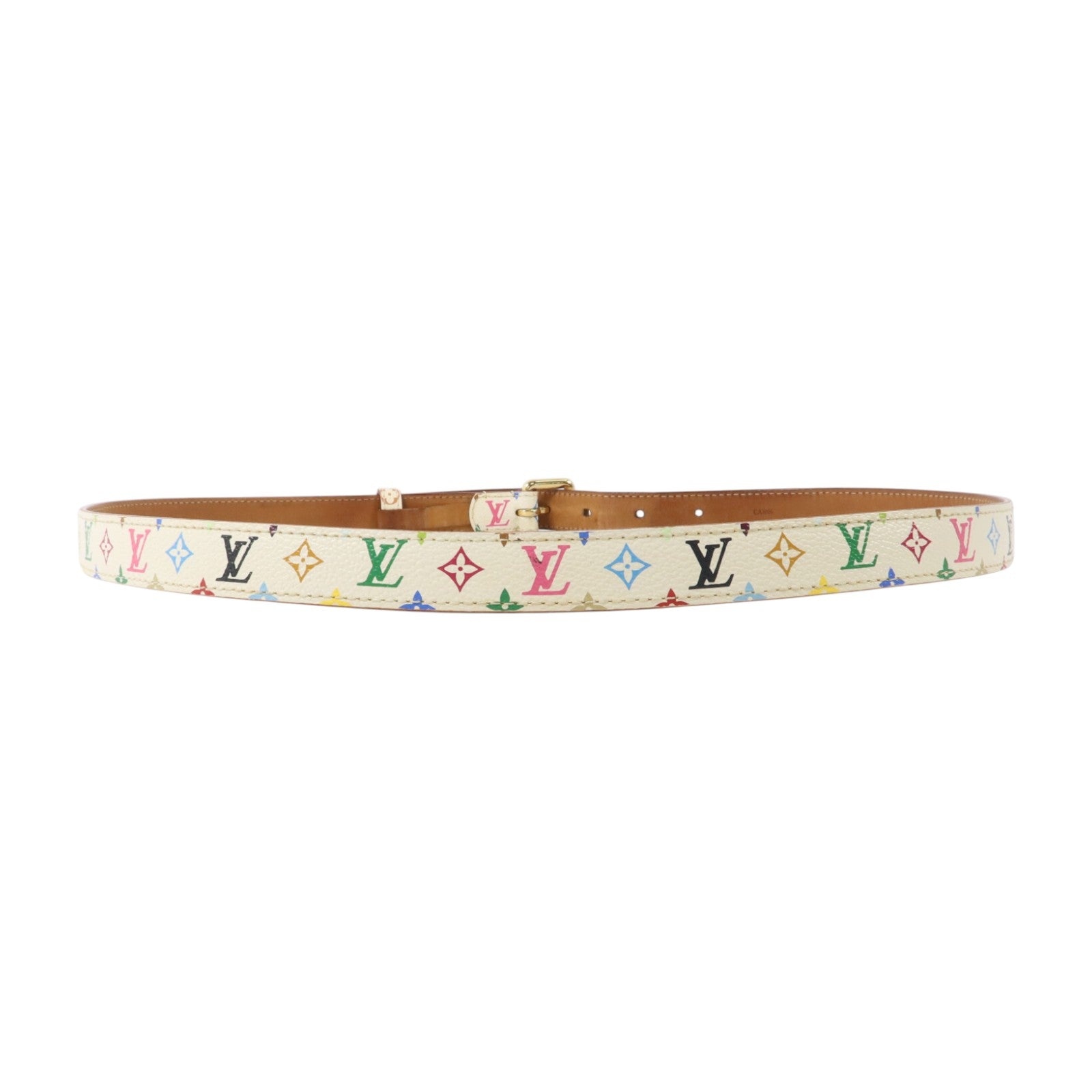 LOUIS VUITTON Monogram Multicolore Belt 90cm金扣腰帶