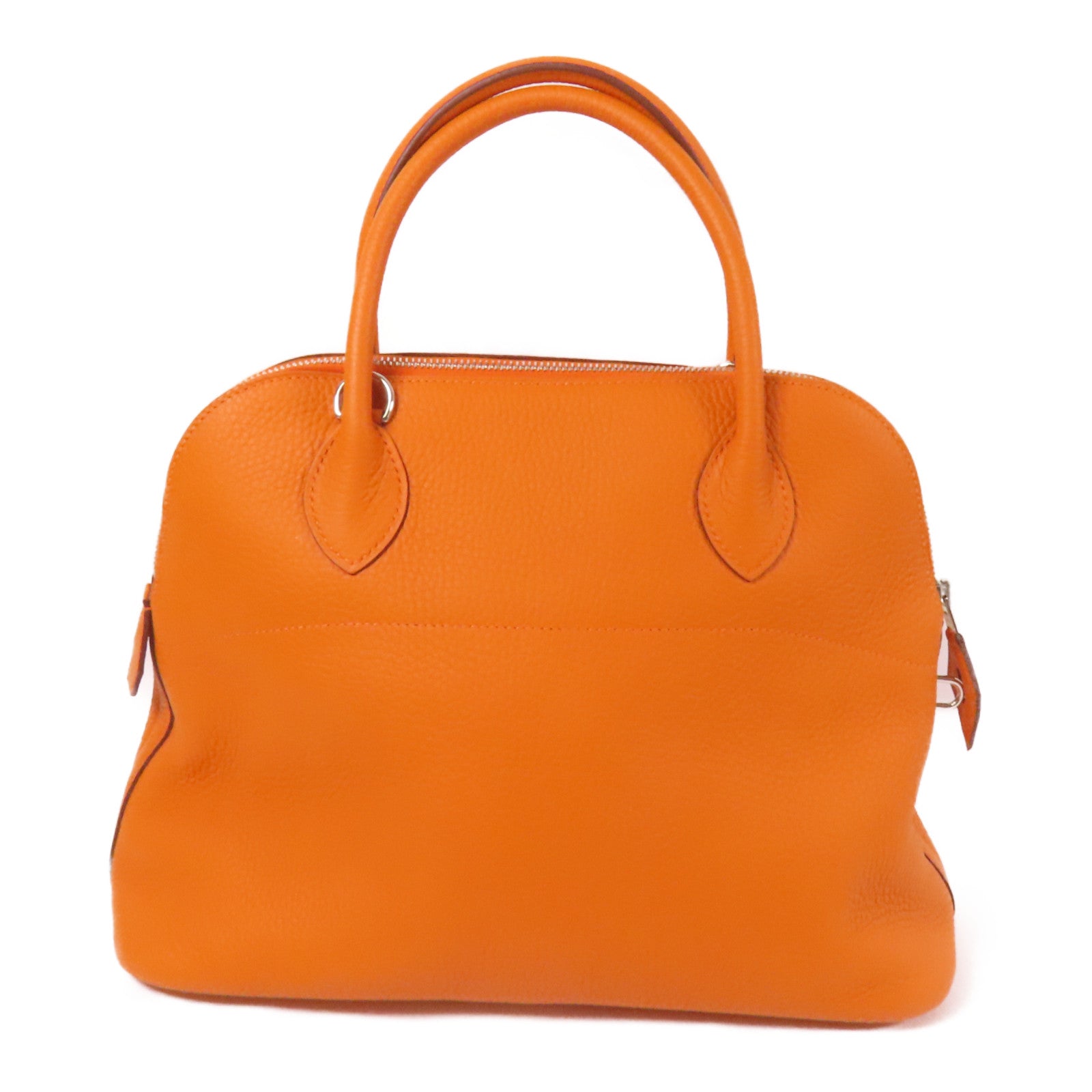 HERMES Clemence皮革Bolide 31銀扣手挽肩背兩用袋Orange