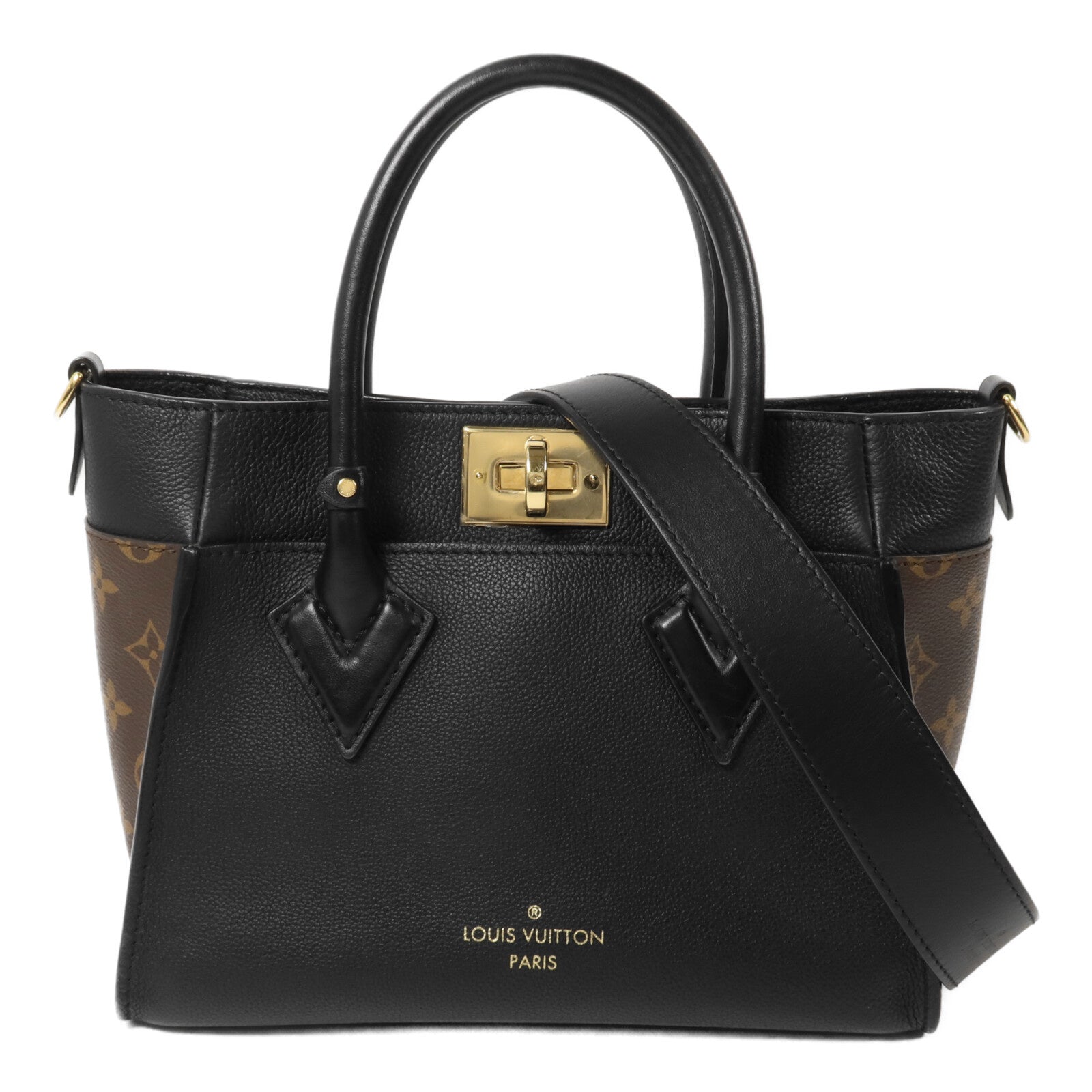 LOUIS VUITTON Monogram/牛皮皮革 On My Side PM手挽肩背兩用袋