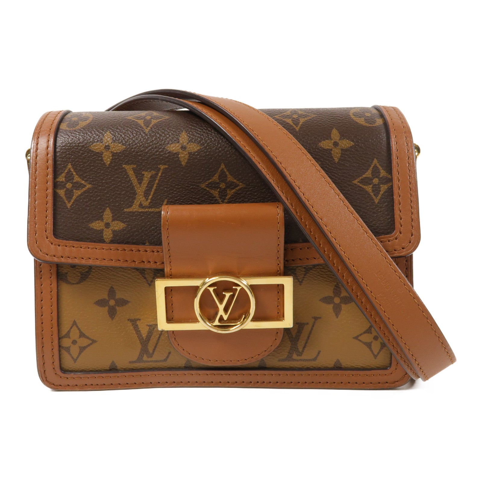 LOUIS VUITTON Monogrqam Reverse Mini Dauphine肩背袋棕色