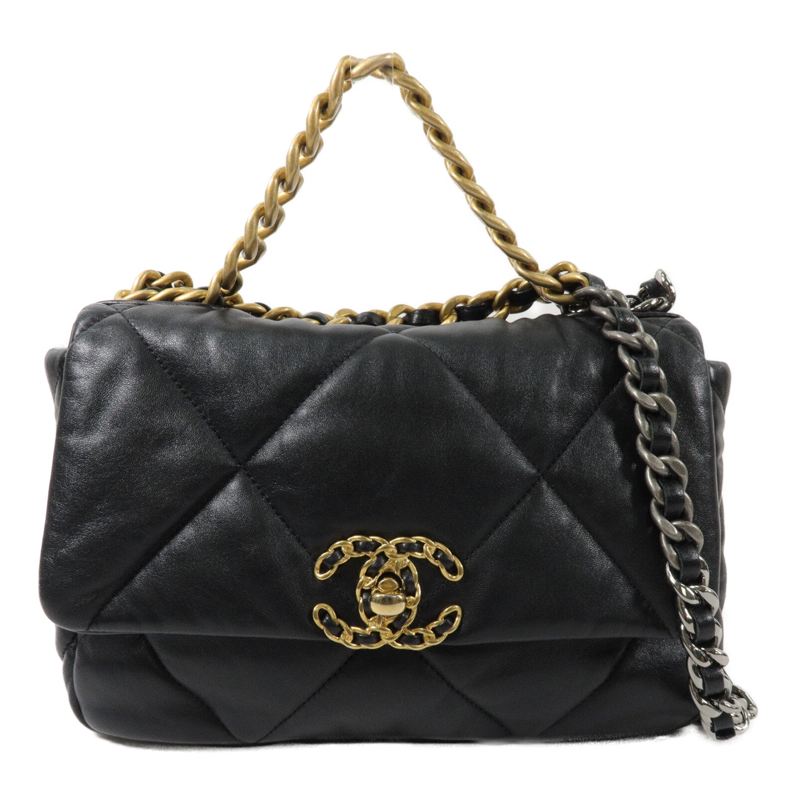 CHANEL 羊皮皮革C19 Small手挽肩背兩用袋