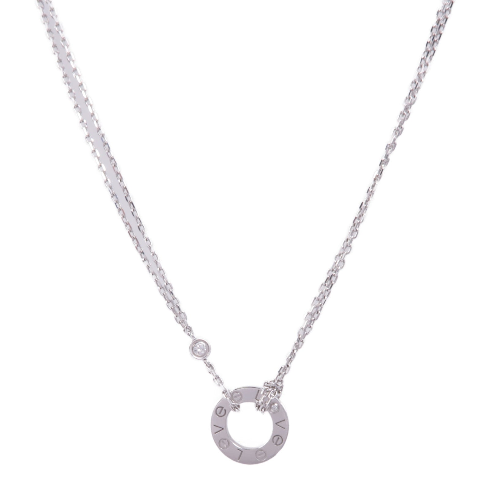 CARTIER 【激減優惠】18K白金Love Necklace 2P Diamond鑽石項鍊