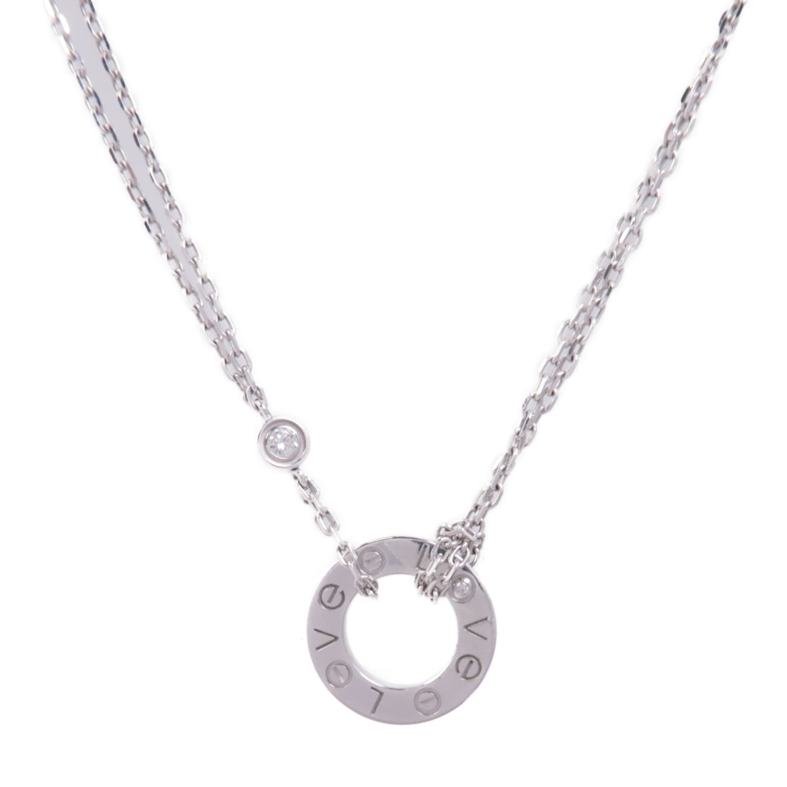 CARTIER 【激減優惠】18K白金Love Necklace 2P Diamond鑽石項鍊