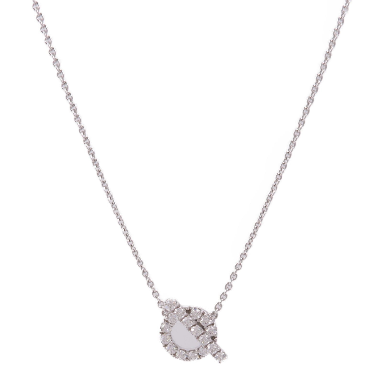 HERMES 18K白金Finesse Pendant鑽石項鍊