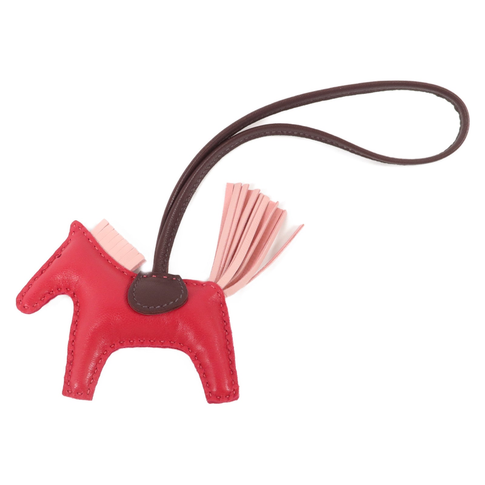 HERMES Milo皮革Rodeo PM掛飾Framboise/Rose Sakura/Rouge Sellier