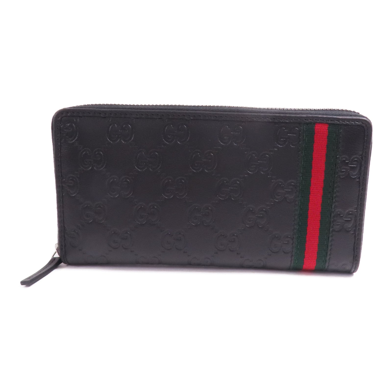 GUCCI GG Long Wallet 308009 Calfskin Leather Black