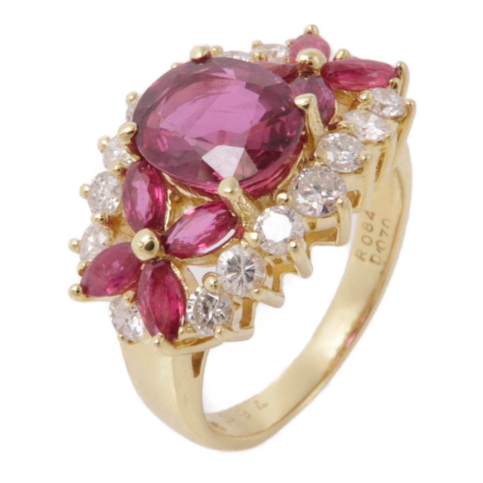 JEWELRY【激減優惠】 18K黃金Ruby Diamond Ring紅寶石/鑽石戒指US#4.75
