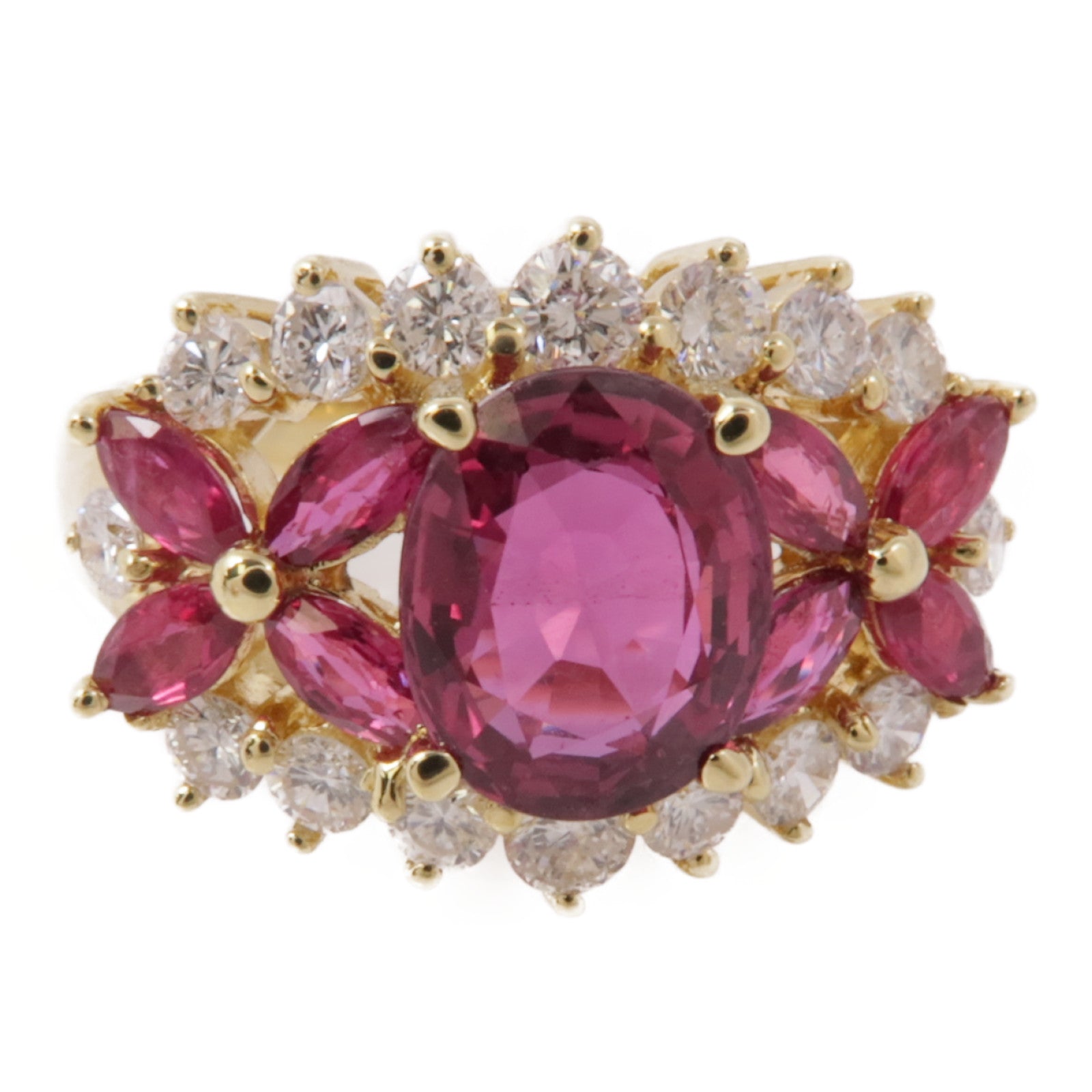 JEWELRY【激減優惠】 18K黃金Ruby Diamond Ring紅寶石/鑽石戒指US#4.75