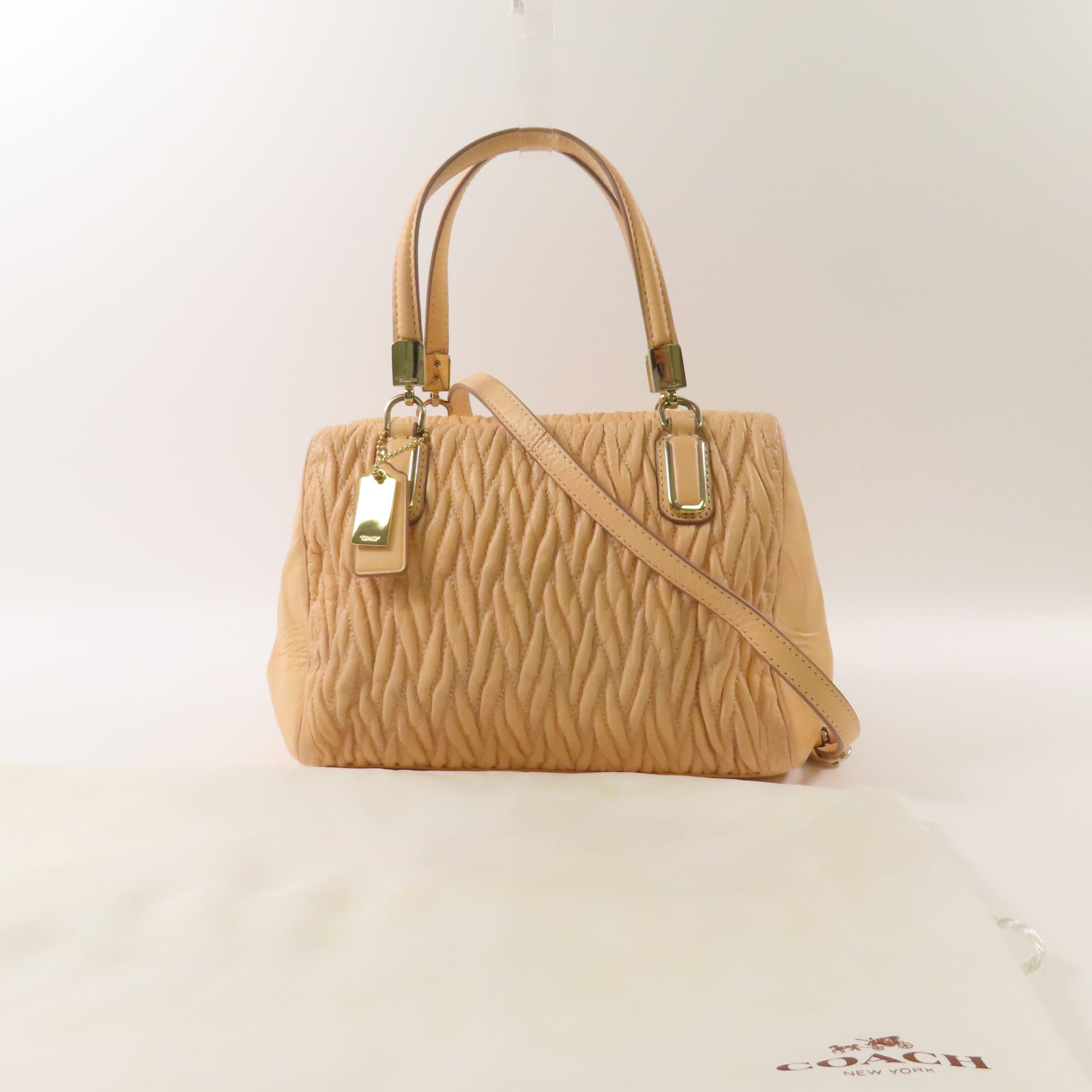 COACH 牛皮皮革2 Way Shoulder Bag金扣手挽肩背兩用袋