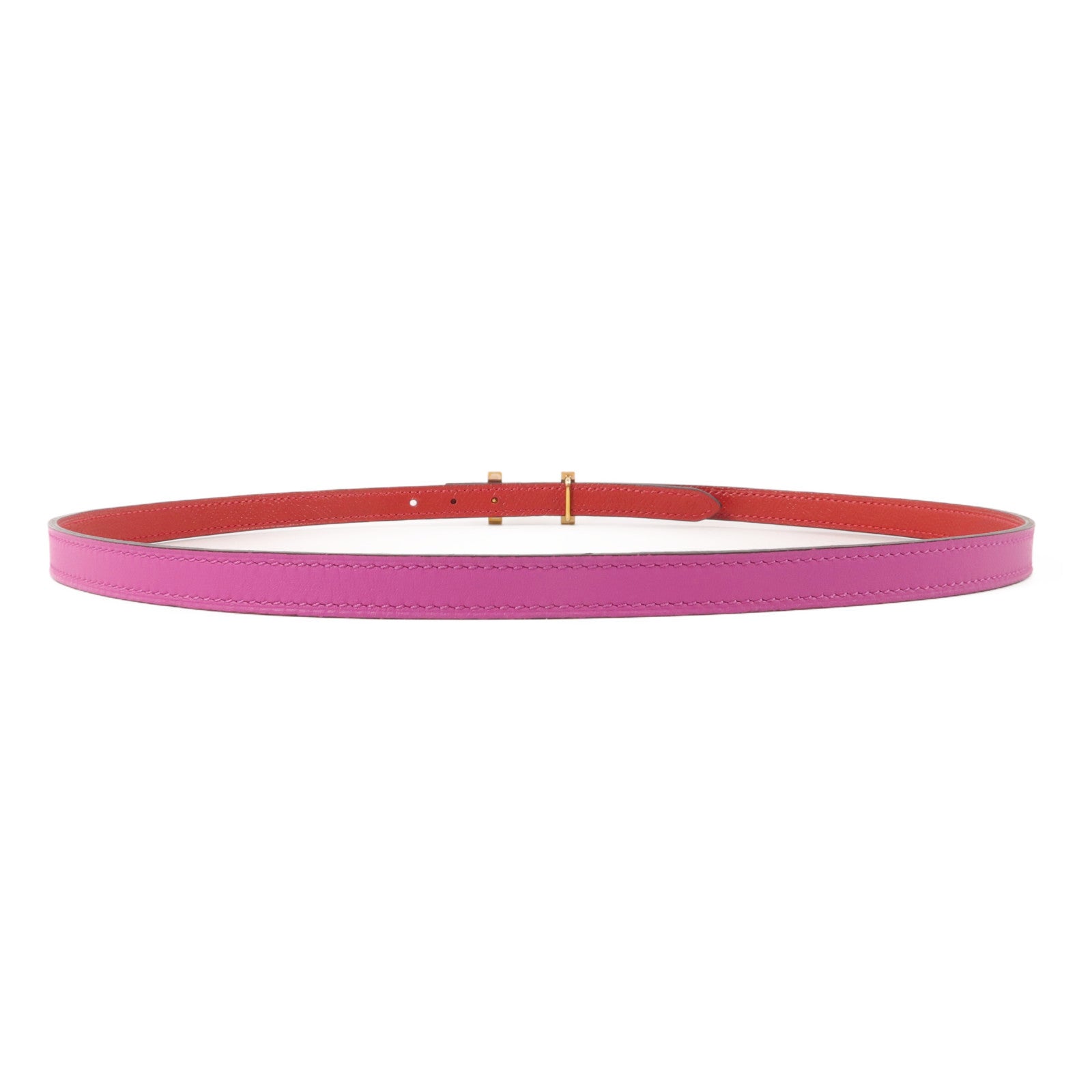 HERMES Swift皮革/Epsom皮革Focus Belt 75cm皮帶Rouge Tomate