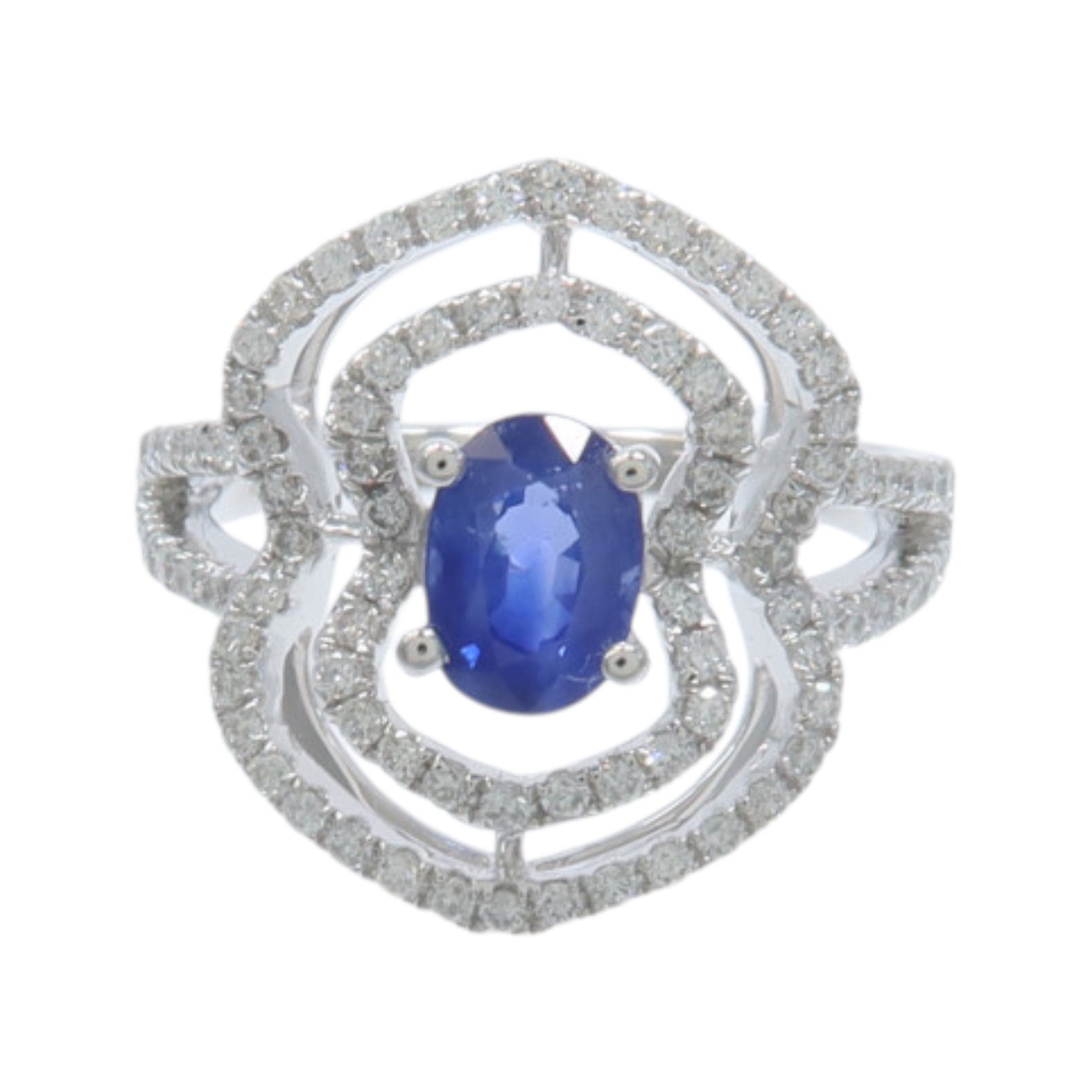JEWELRY 18K白金Sapphire Diamond Ring藍寶石/鑽石戒指
