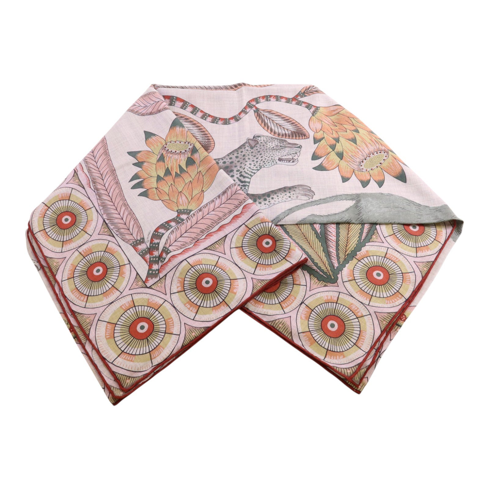 HERMES 羊絨/絲質Mors A Jouets Bandana Shawl 140x140絲巾