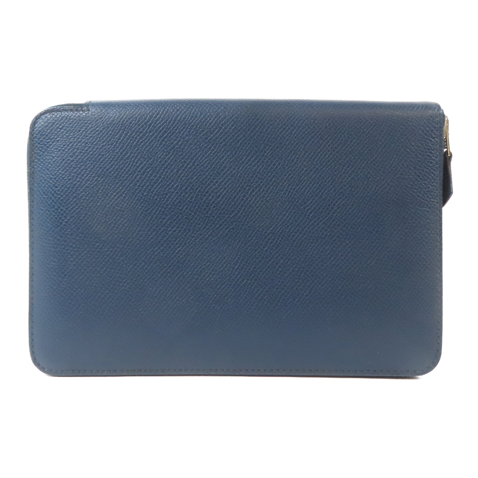HERMES 【激減優惠】Epsom皮革Long Round Wallet銀扣長錢包Colvert/深藍色