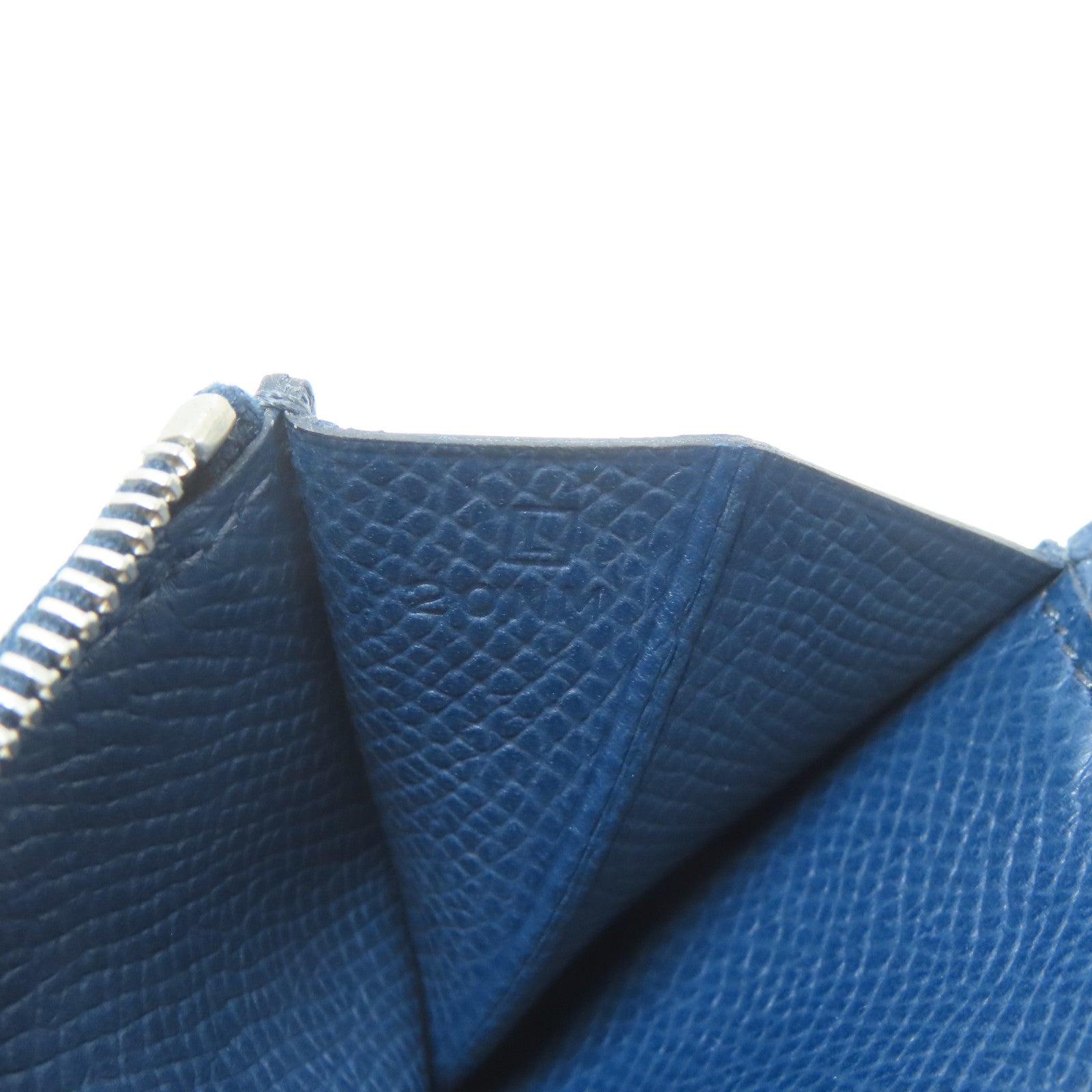 HERMES 【激減優惠】Epsom皮革Long Round Wallet銀扣長錢包Colvert/深藍色