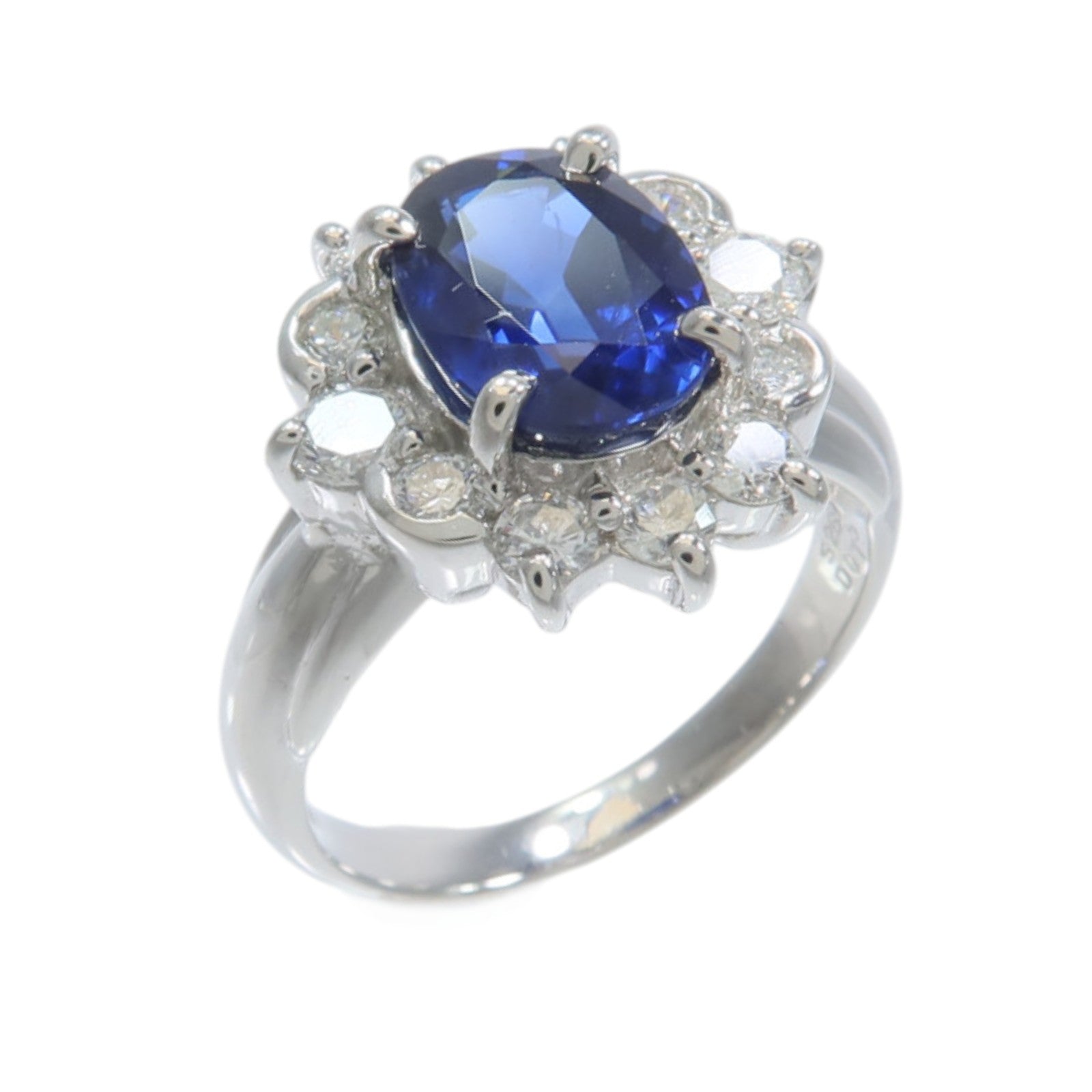 JEWELRY PT900鉑金Sapphire Diamond Ring藍寶石/鑽石戒指