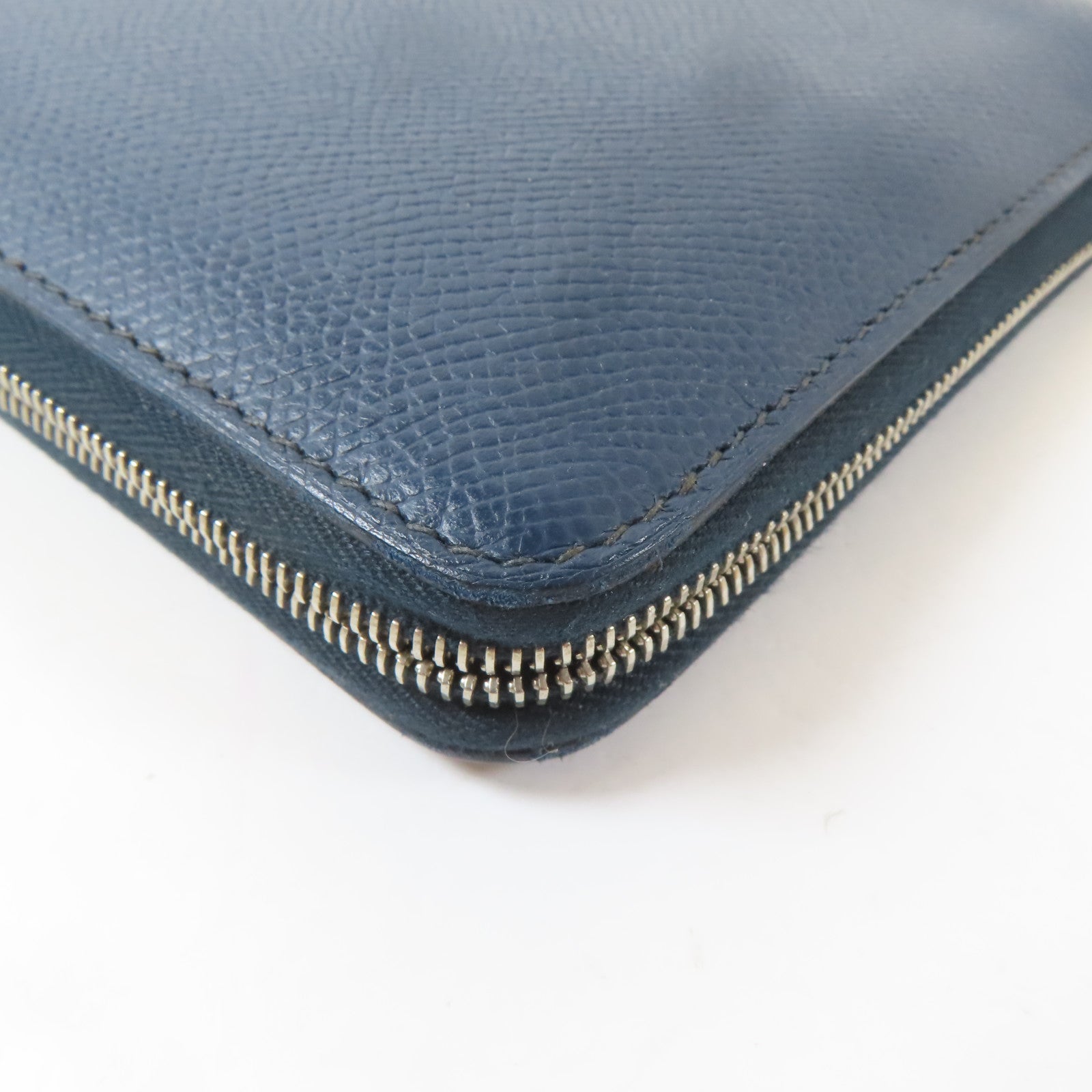 HERMES 【激減優惠】Epsom皮革Long Round Wallet銀扣長錢包Colvert/深藍色