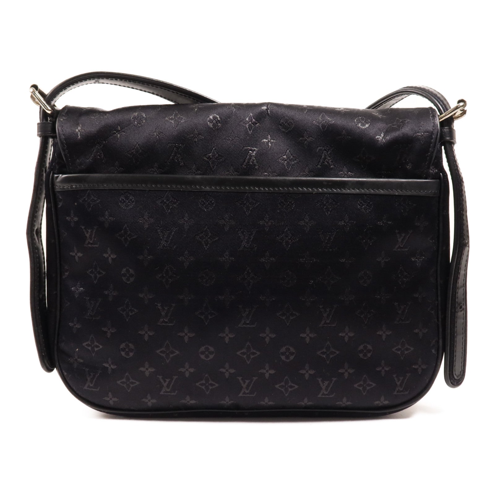 LOUIS VUITTON Monogram Satin Comte De Fe Musette銀扣肩背袋黑色