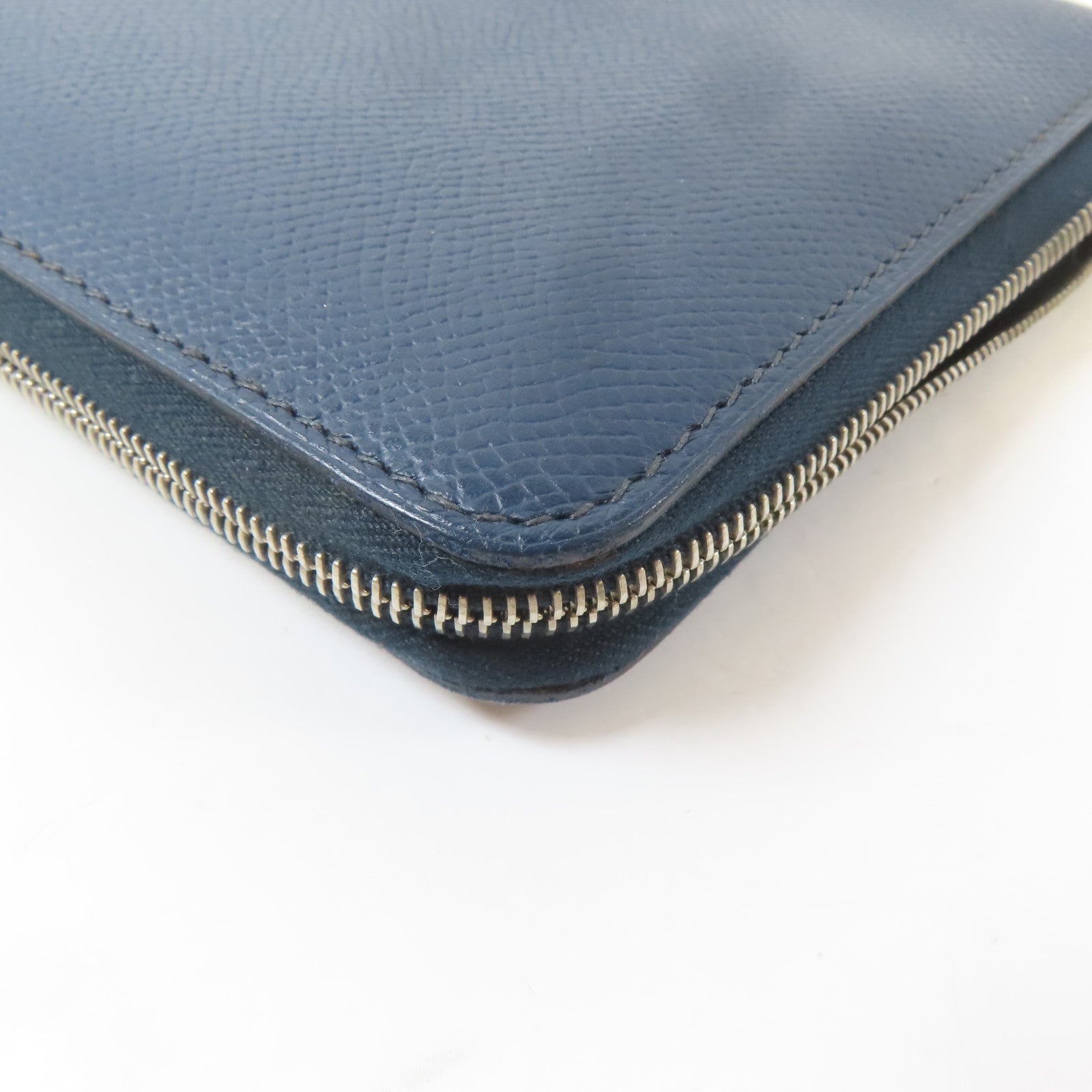 HERMES 【激減優惠】Epsom皮革Long Round Wallet銀扣長錢包Colvert/深藍色