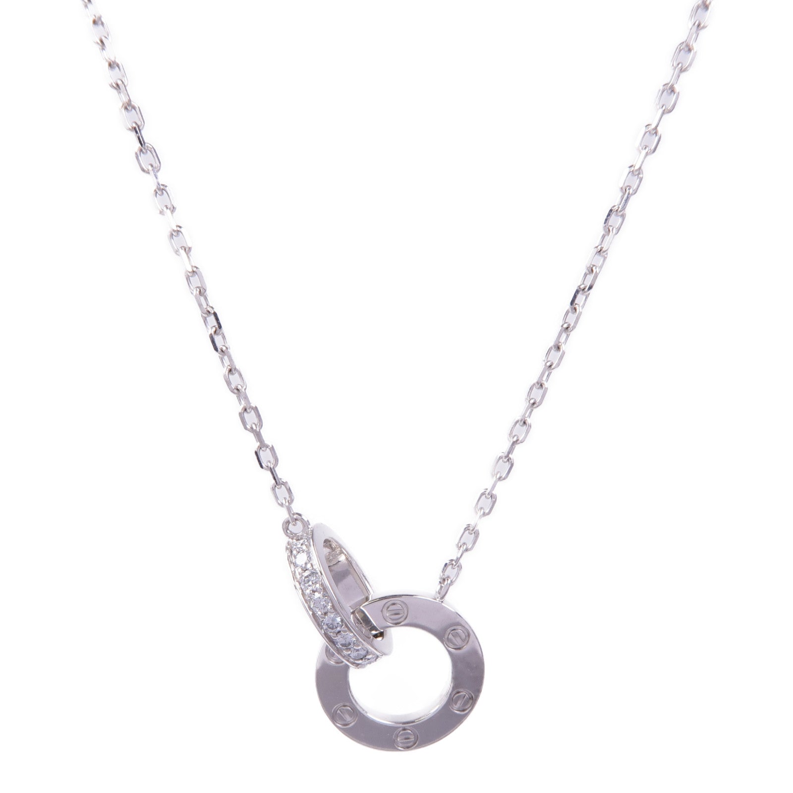 CARTIER 18K白金Love Necklace Paved鑽石項鍊