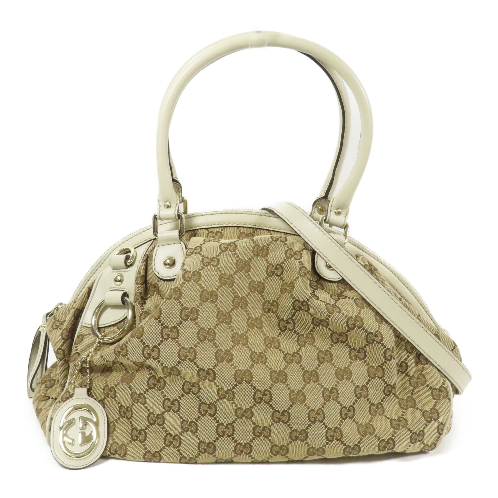 GUCCI 帆布2 Way Shoulder銀扣手挽肩背兩用袋