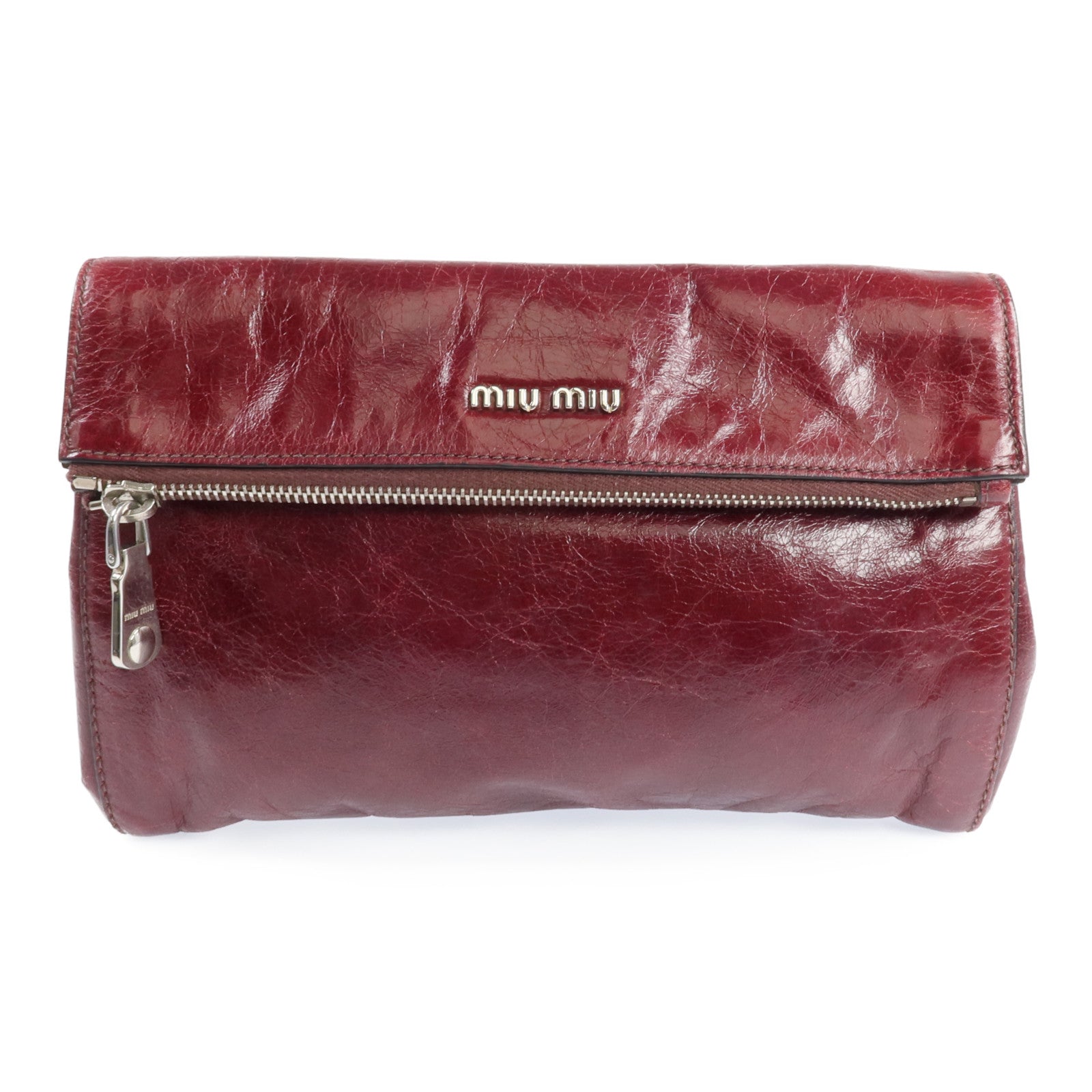 Miu Miu 牛皮皮革Clutch Bag銀扣手拿包