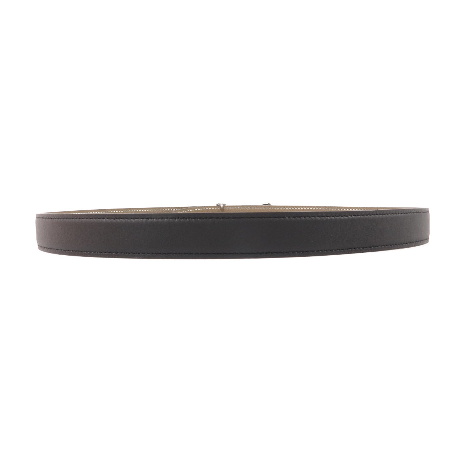 HERMES Epsom皮革/Swift皮革Horsebit Reversible Belt皮帶Noir/Etoupe