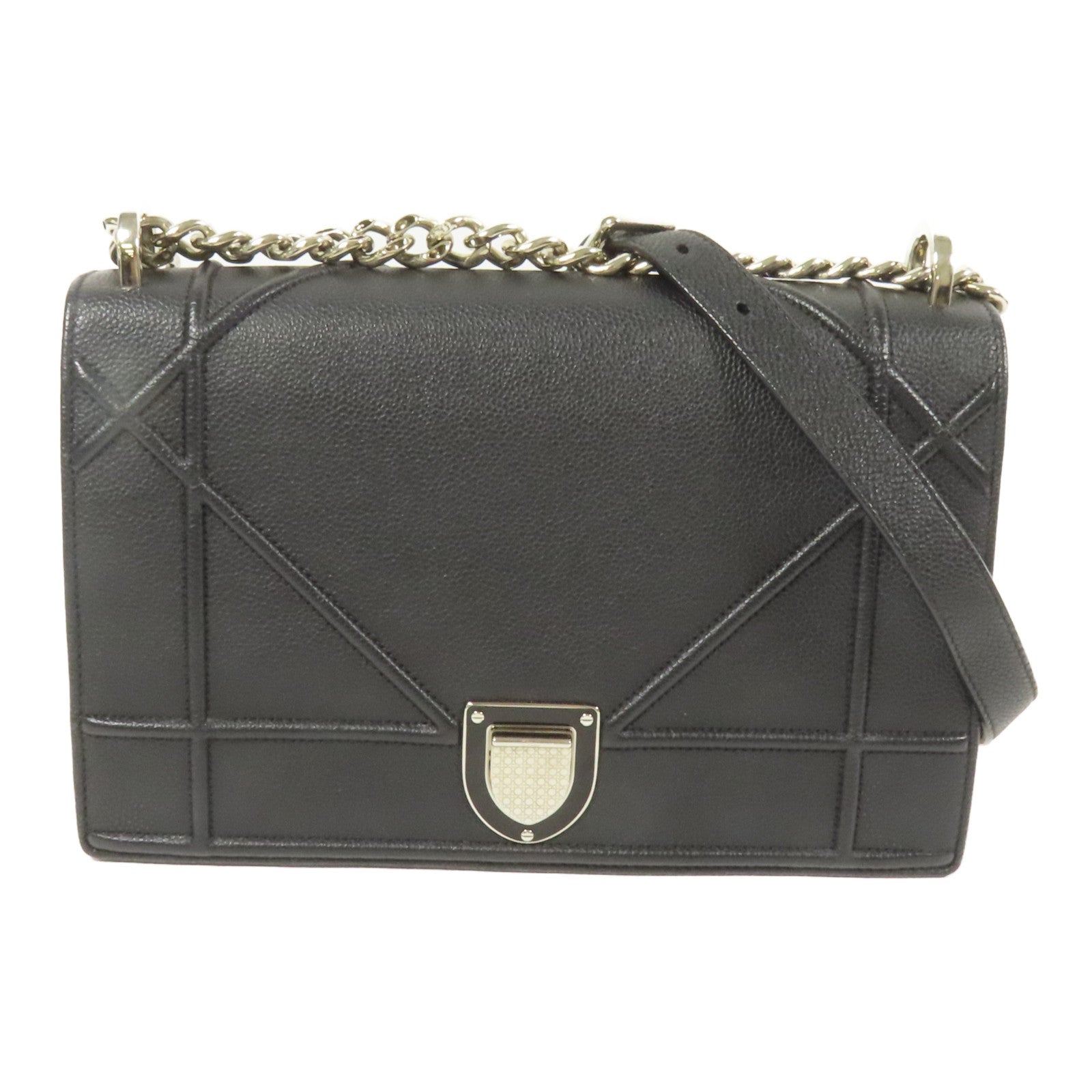 Dior 牛皮皮革Diorama銀扣鏈帶肩背袋