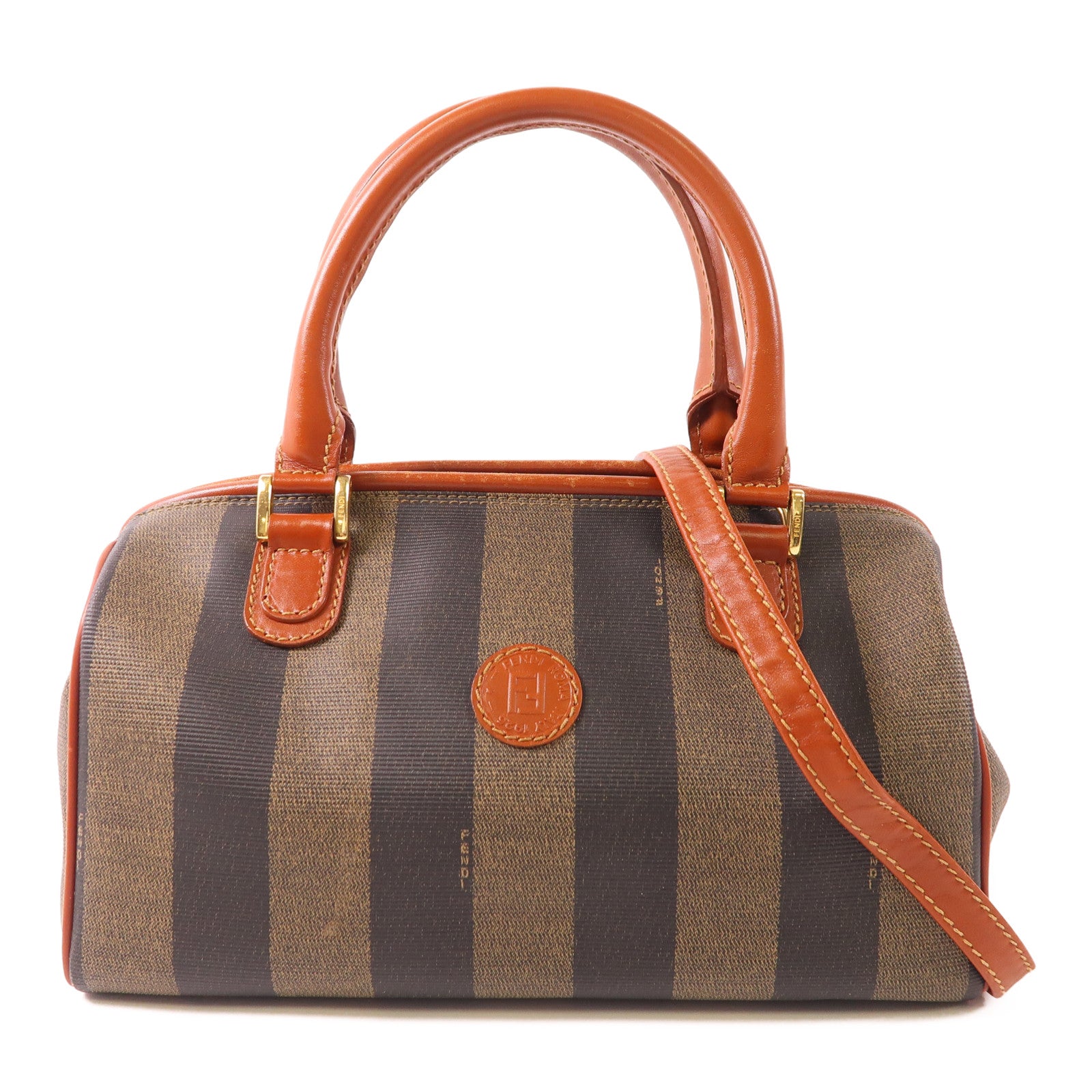 FENDI 【激減優惠】塗層帆布Vintage Pequin Convertible Boston Bag金扣手挽肩背兩用袋