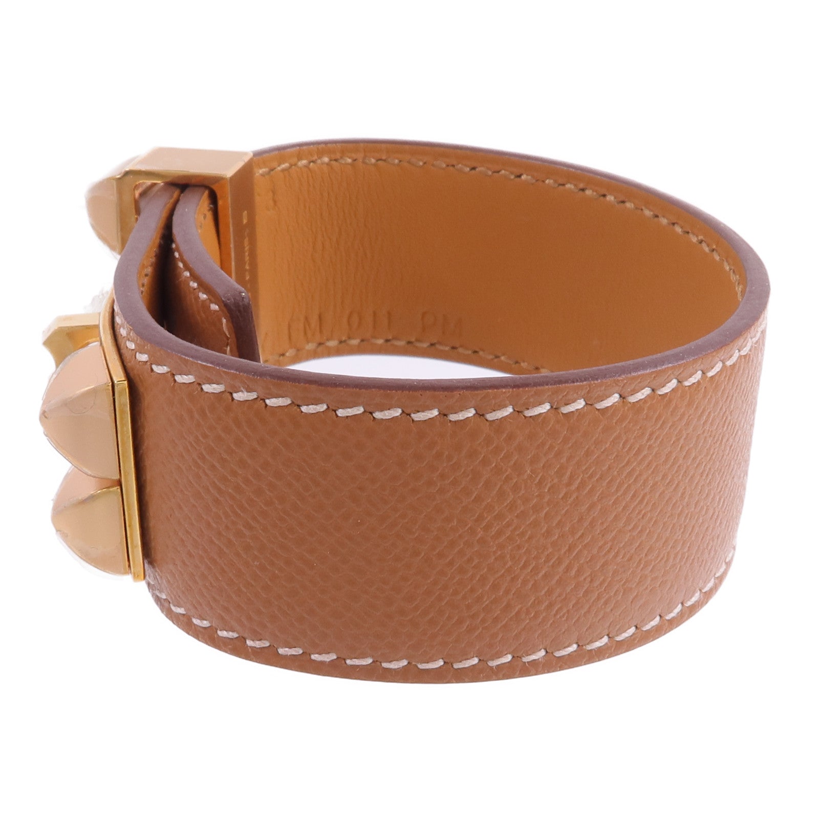 HERMES Madame皮革Collier De Chien 24 Bracelet手帶Gold