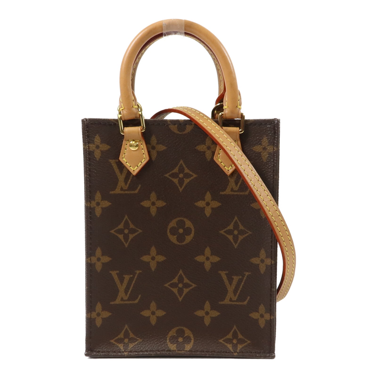 LOUIS VUITTON Monogram Petit Sac Plat手挽肩背兩用袋