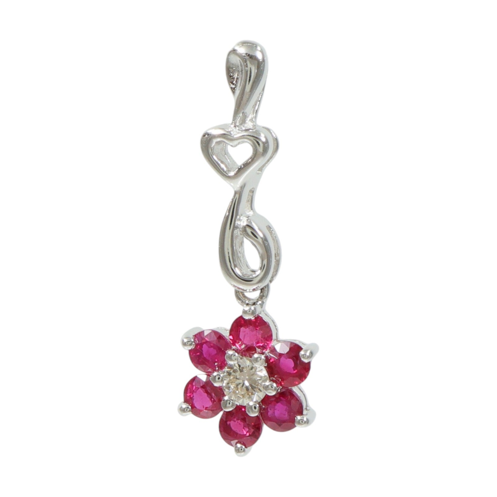 JEWELRY 18K白金Ruby Diamond Pendant紅寶石/鑽石吊墜