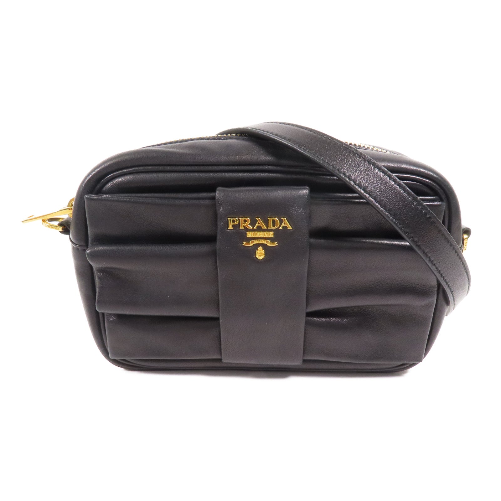 PRADA 羊皮皮革Nappa Fiocco Bow金扣肩背袋