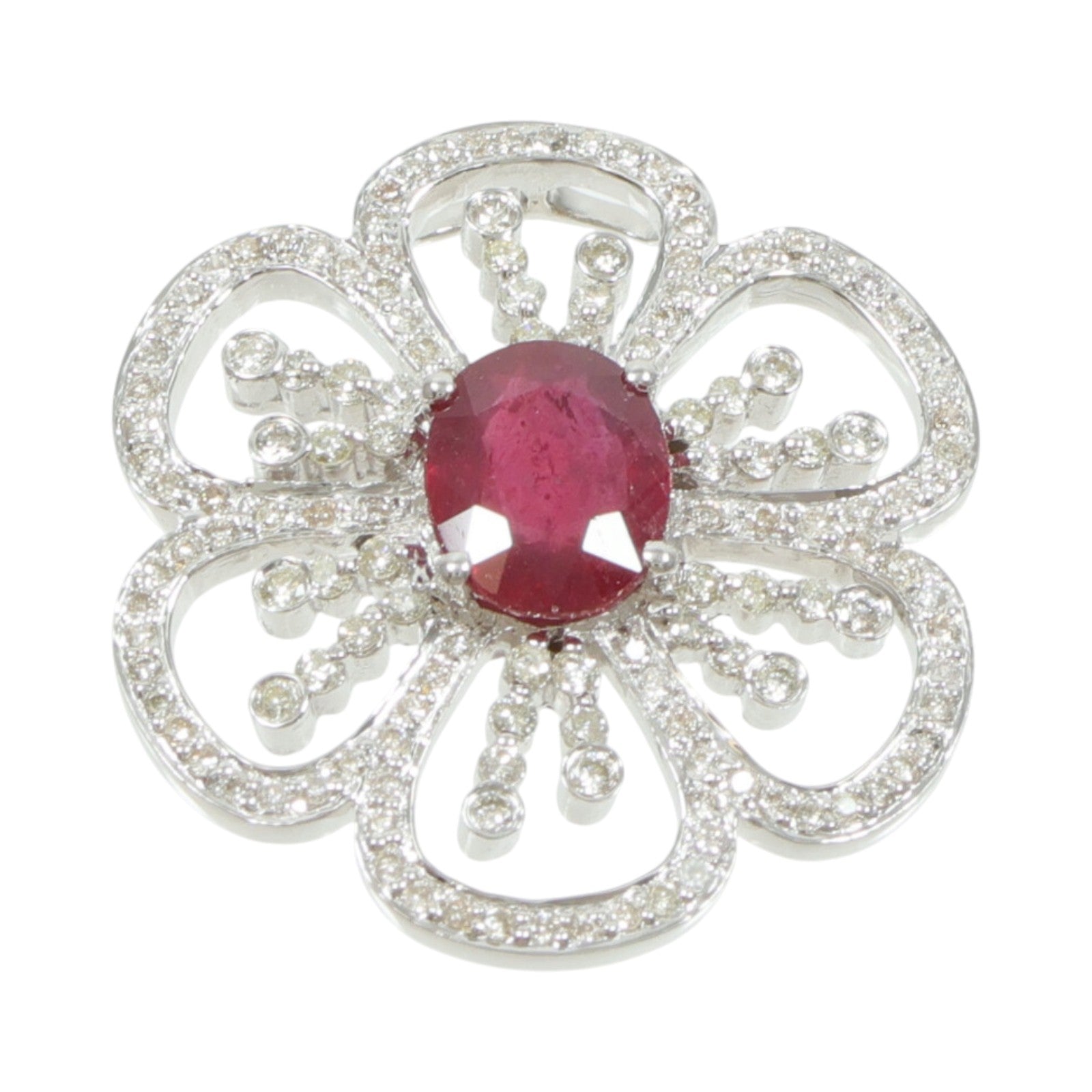 JEWELRY 18K白金Ruby Diamond Pendant紅寶石/鑽石吊墜