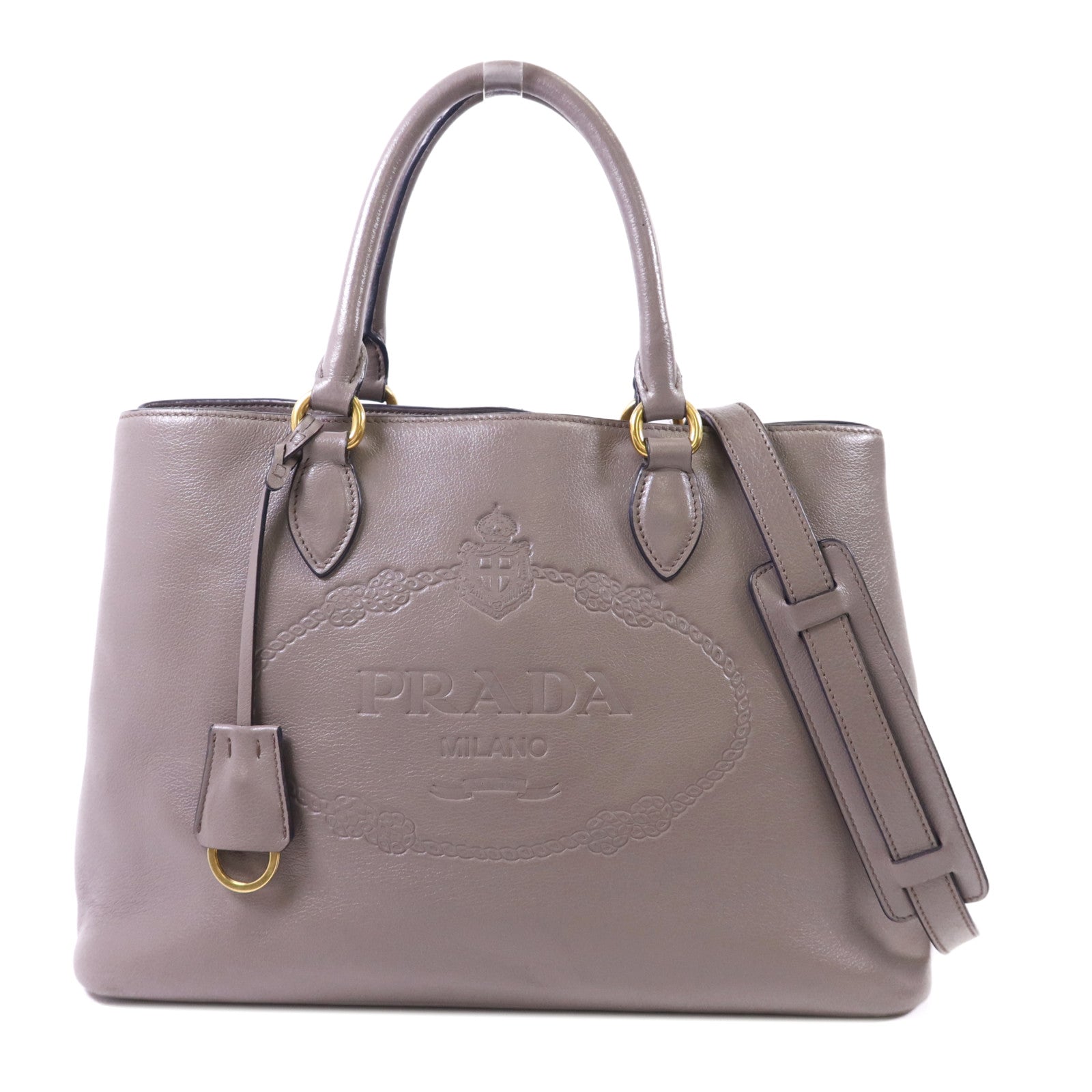 PRADA 牛皮皮革2 Way Shoulder Bag金扣手挽肩背兩用袋
