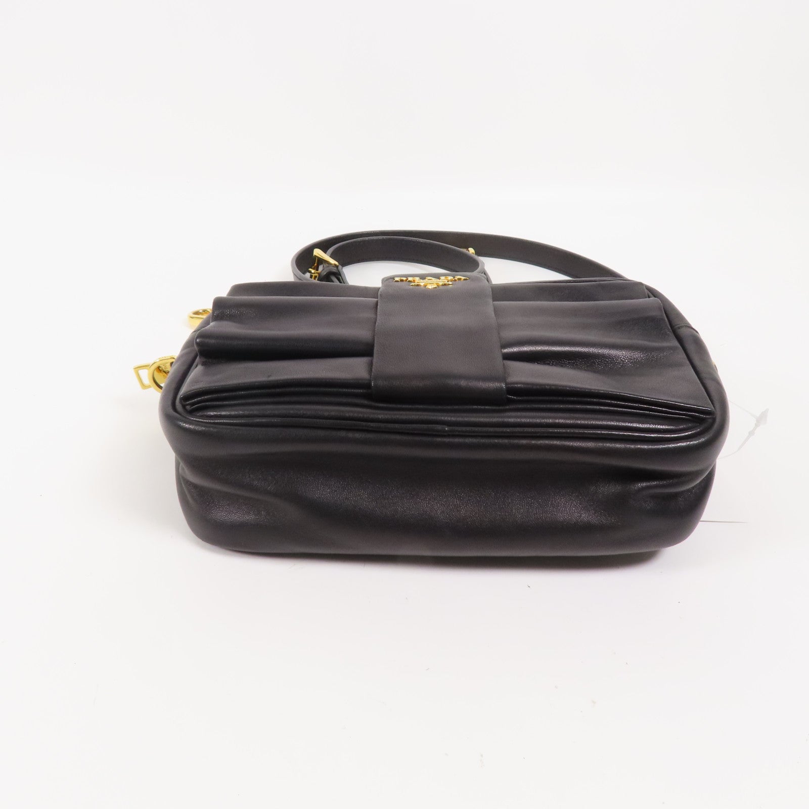 PRADA 羊皮皮革Nappa Fiocco Bow金扣肩背袋