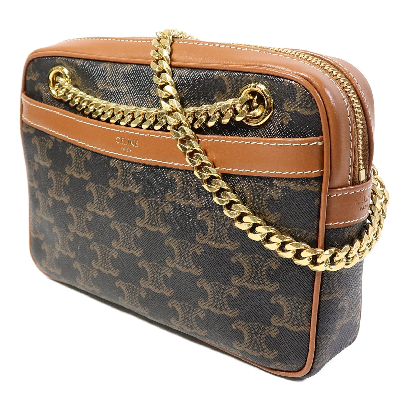 CELINE 塗層帆布Small Patapans鏈帶肩背袋