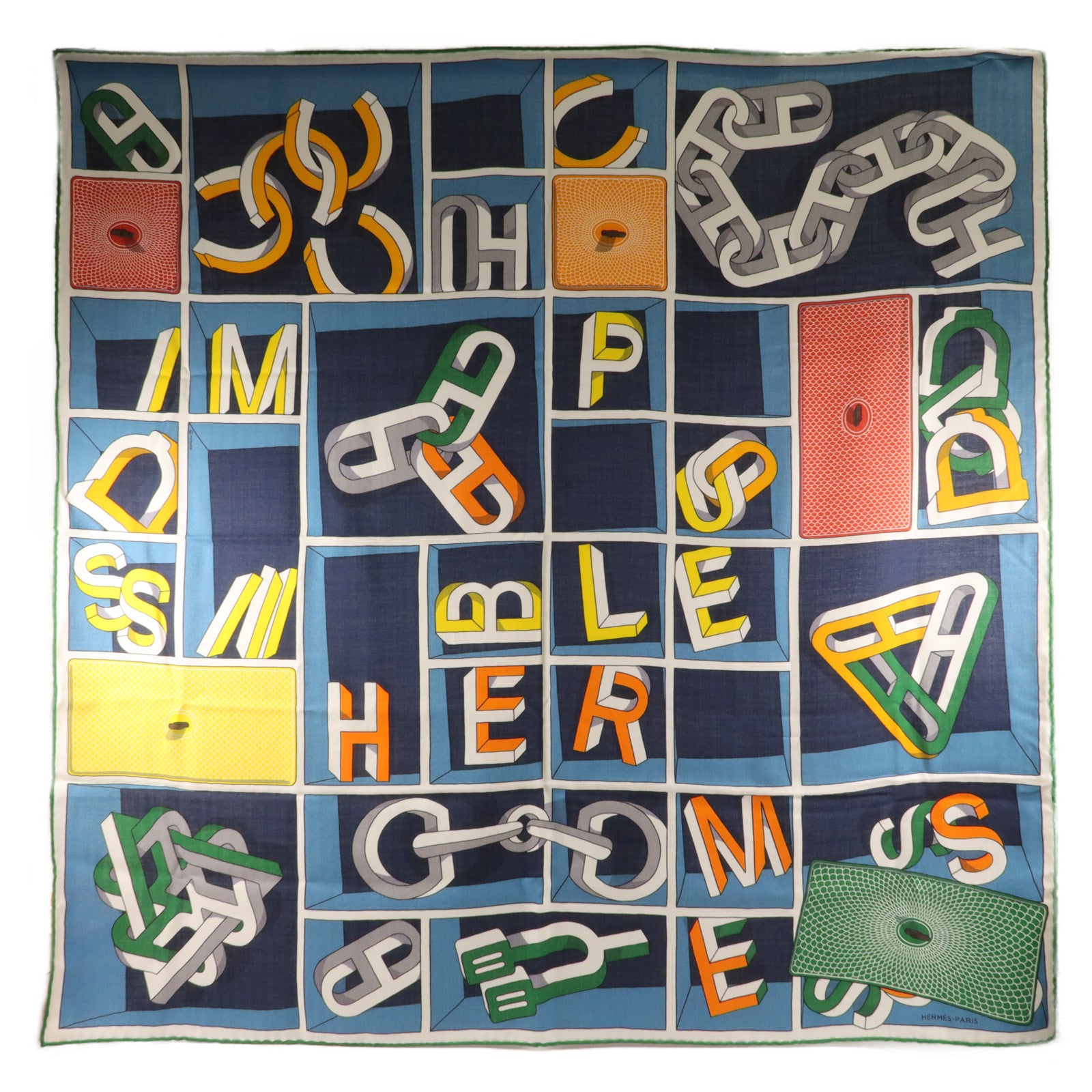 HERMES 羊絨/絲質Scarf 100X100cm絲巾