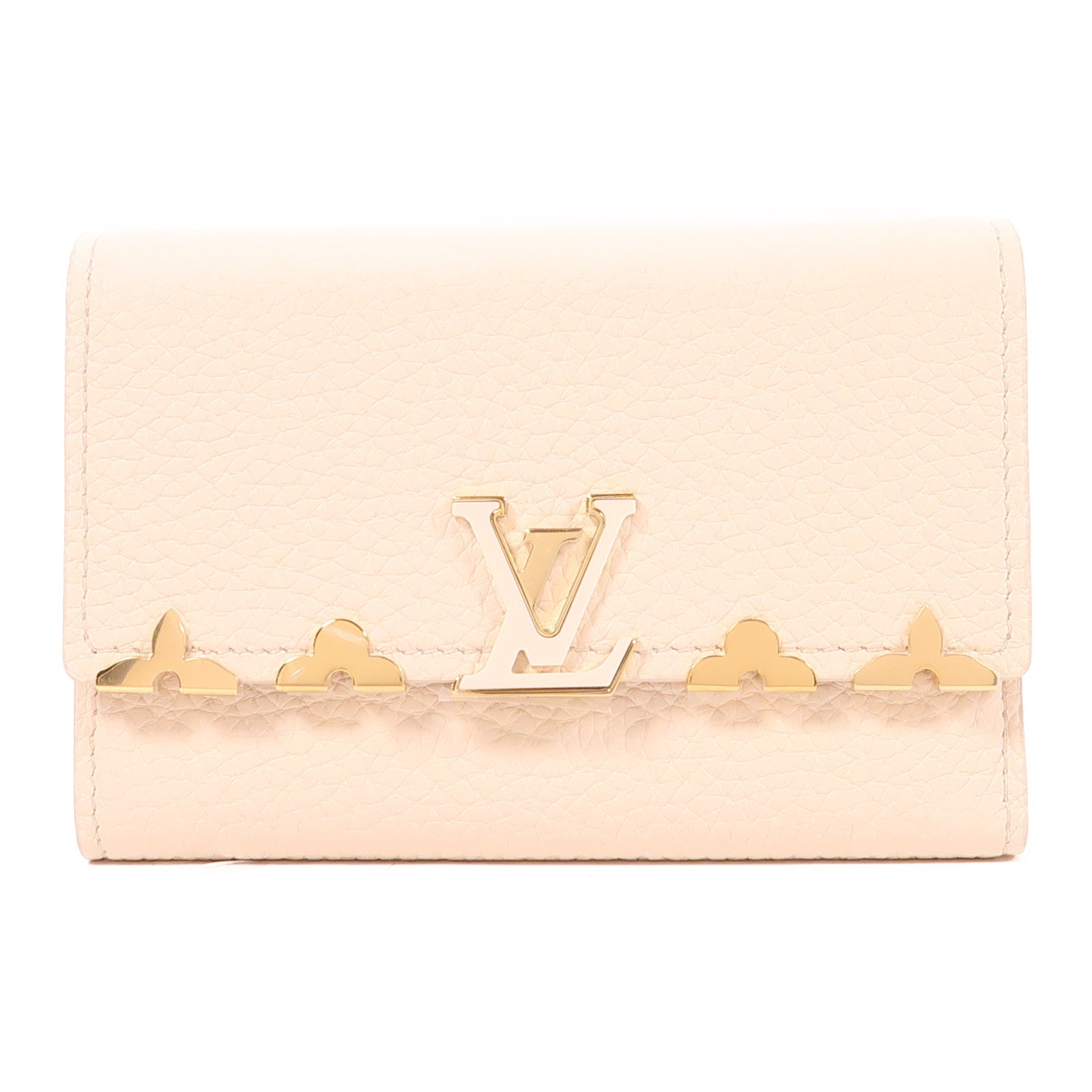 LOUIS VUITTON 牛皮皮革Capucines Compact Wallet金扣錢包
