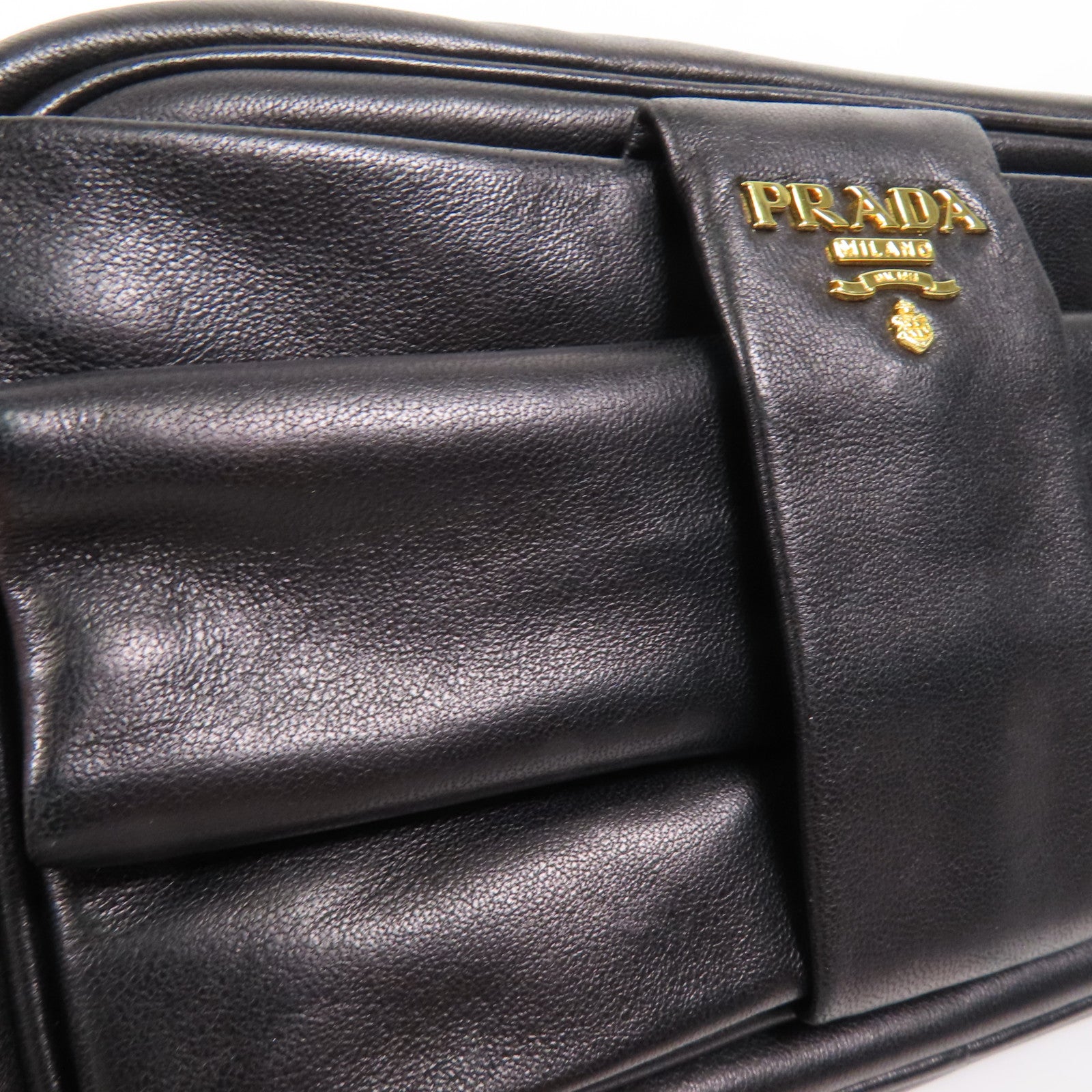 PRADA 羊皮皮革Nappa Fiocco Bow金扣肩背袋