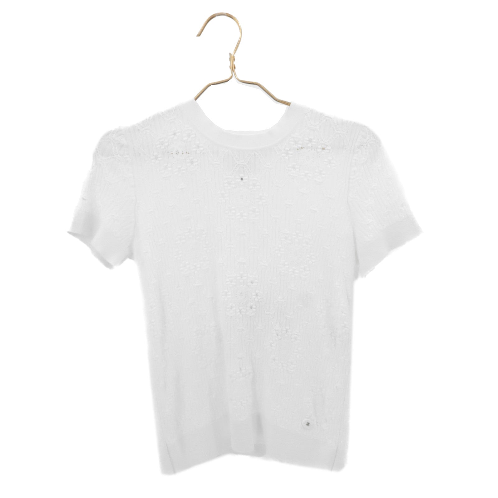 CHANEL Cotton CC Logos Short sleeve knit Sweater針織